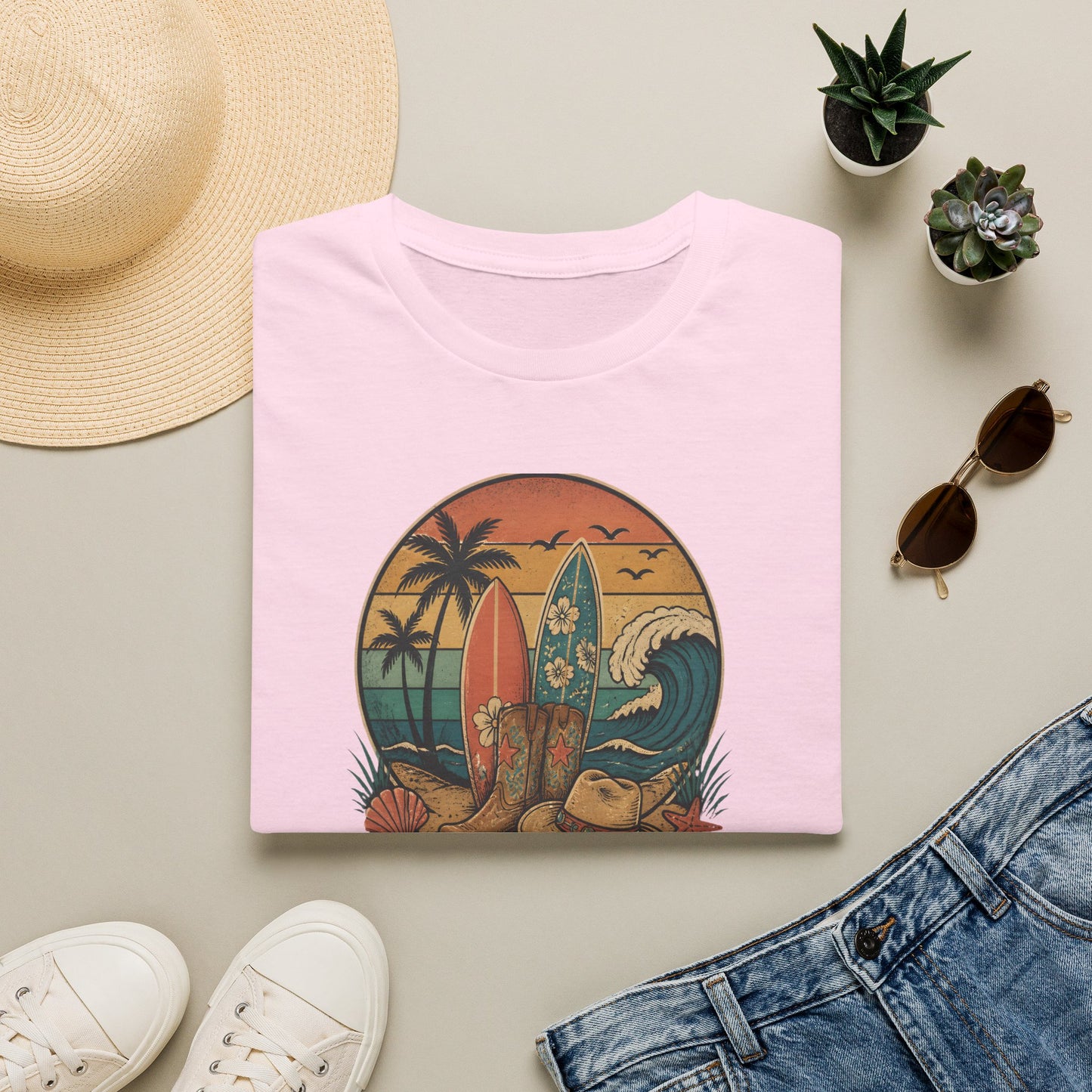 Beach Boots Surfing Big Dreams Summer Vacation Ocean T-Shirt