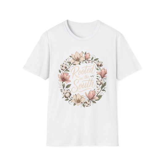 HomeGrown South Rooted In The South Floral Wreath T-Shirt - Premium Graphic Tee View 2