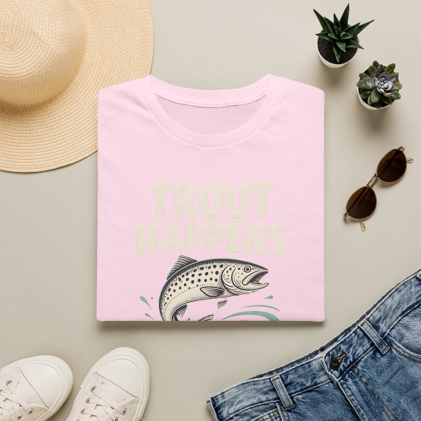 Trout Happens Fishing Lover Fisherman Outdoor Angler T-Shirt