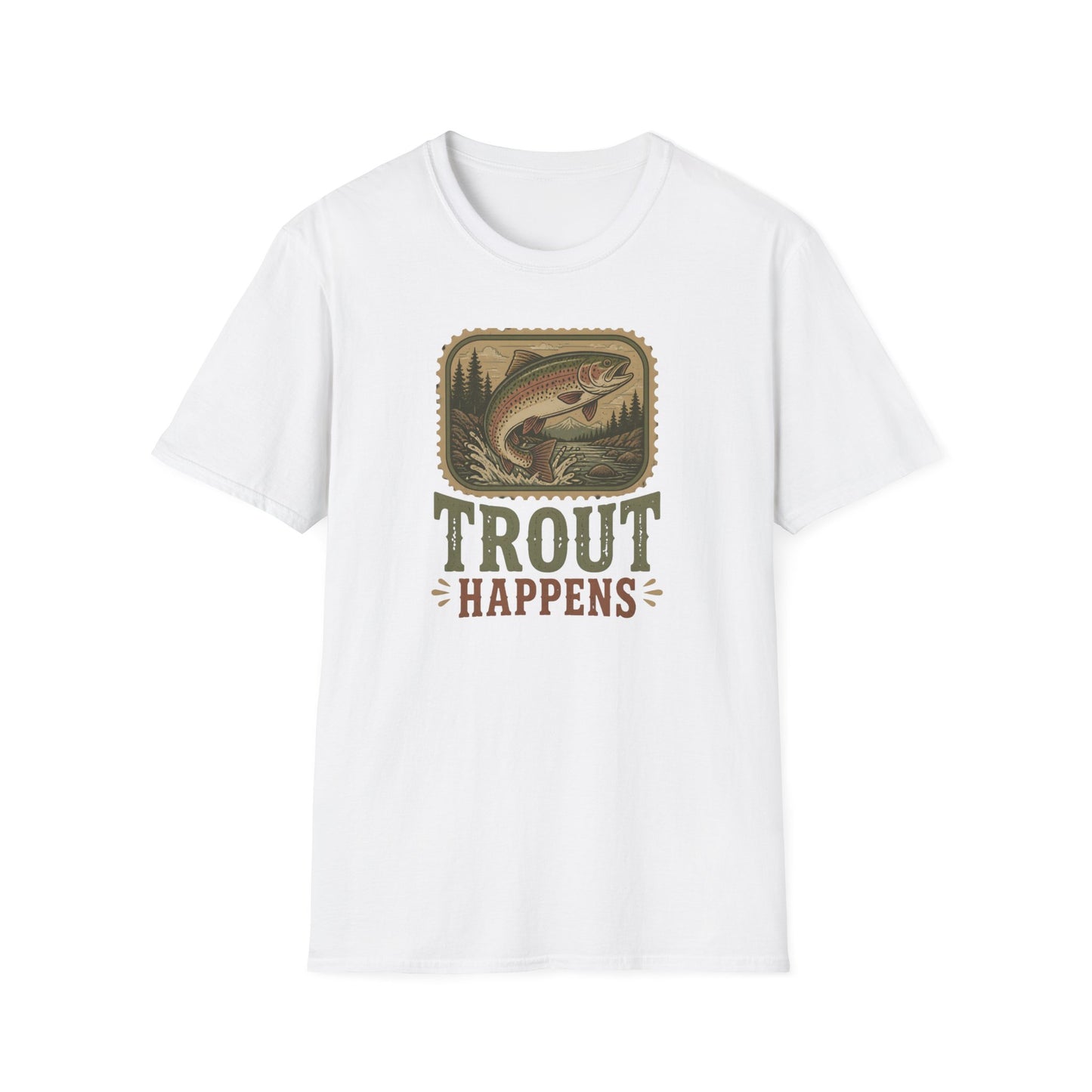 Trout Fishing Outdoors Nature River Mountain Wildlife T-Shirt