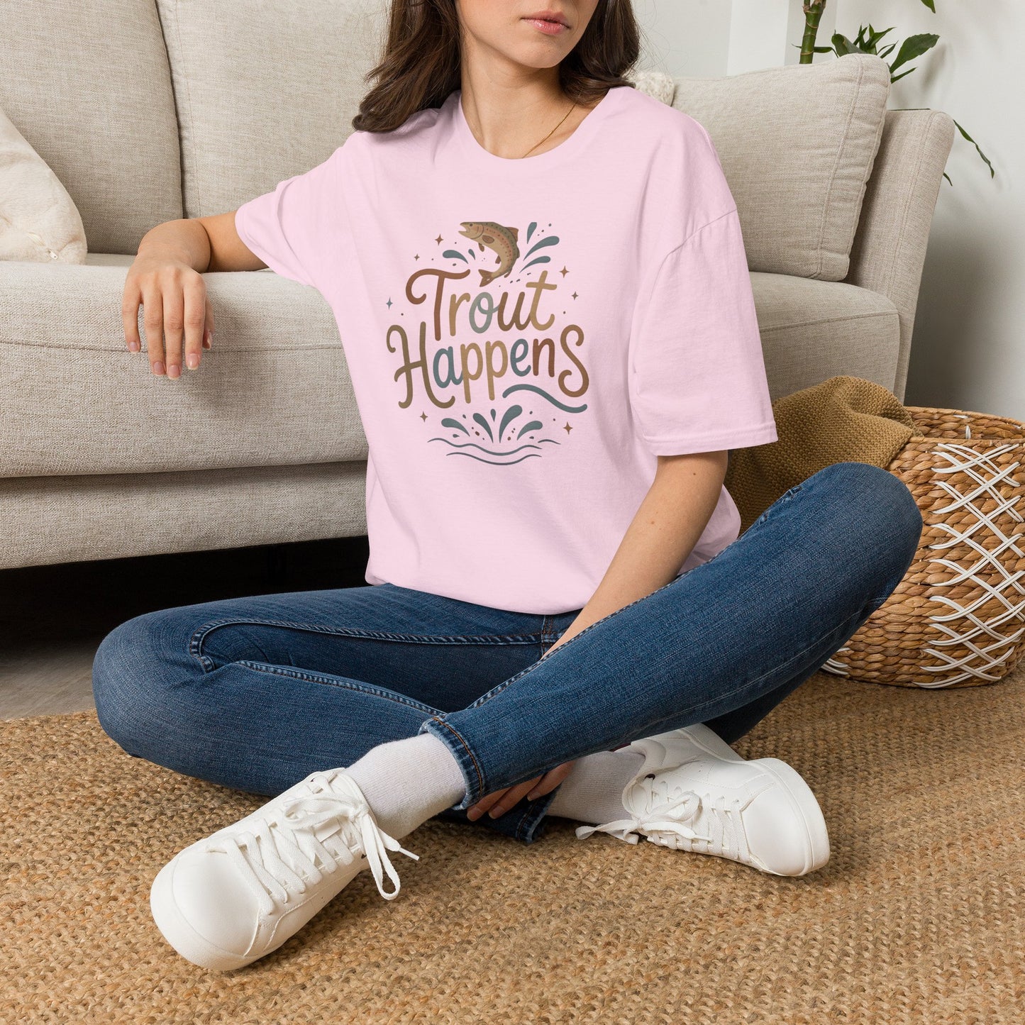 Trout Happens Fishing Lover Fisherman Outdoor Nature T-Shirt
