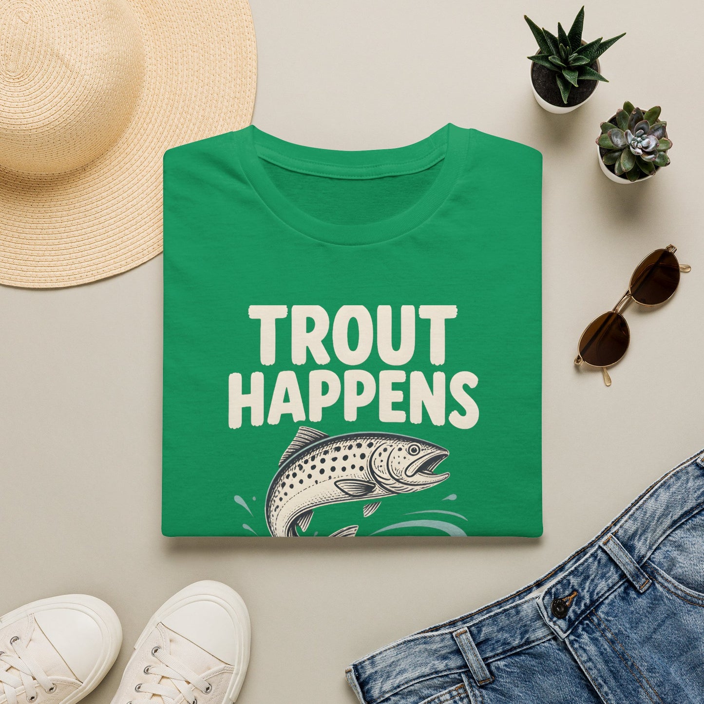 Trout Happens Fishing Lover Fisherman Outdoor Angler T-Shirt