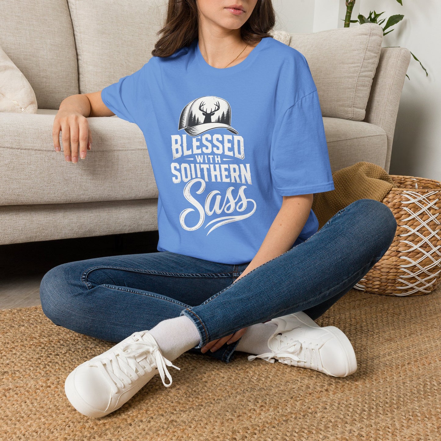 Blessed With Southern Sass Deer Hat T-Shirt