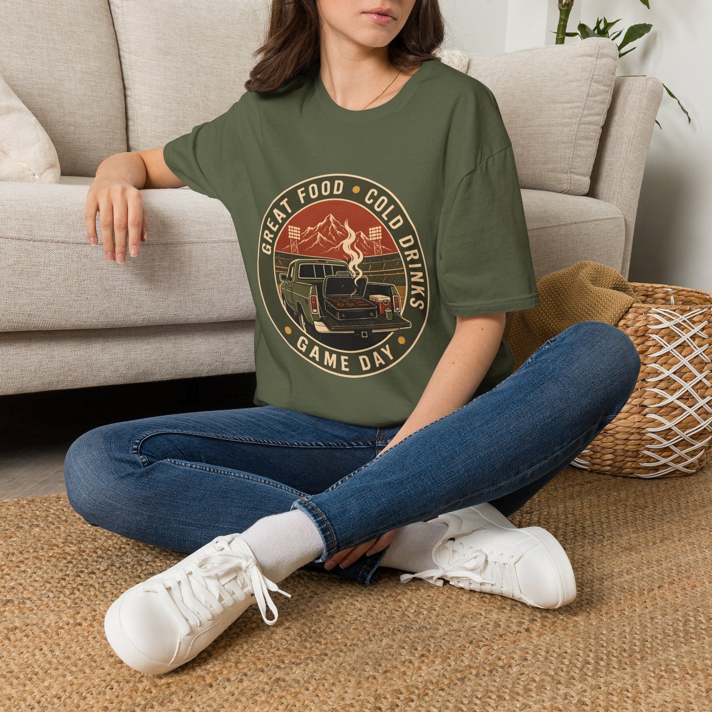 Great Food Cold Drinks Game Day Tailgate T-Shirt