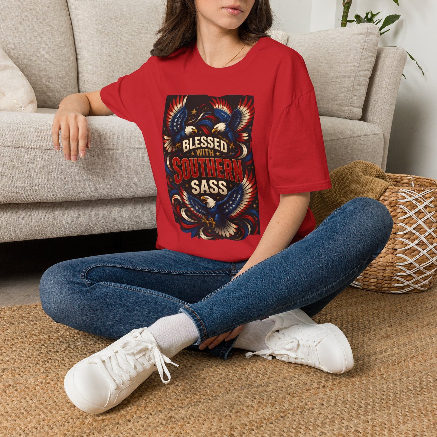 Blessed With Southern Sass Patriotic Eagles T-Shirt