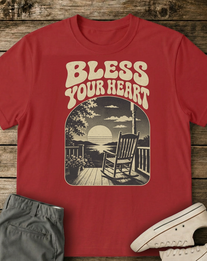Bless Your Heart Southern Sunset Porch Graphic T-shirt - HomeGrown South Graphic Tee (View 1)