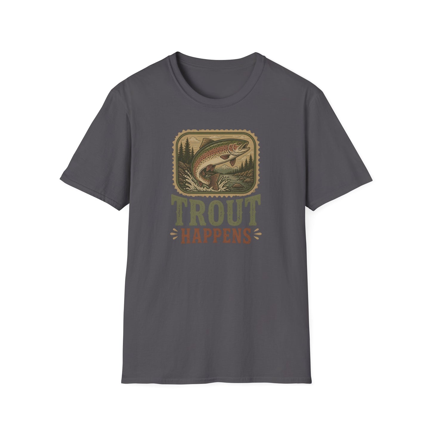 Trout Fishing Outdoors Nature River Mountain Wildlife T-Shirt