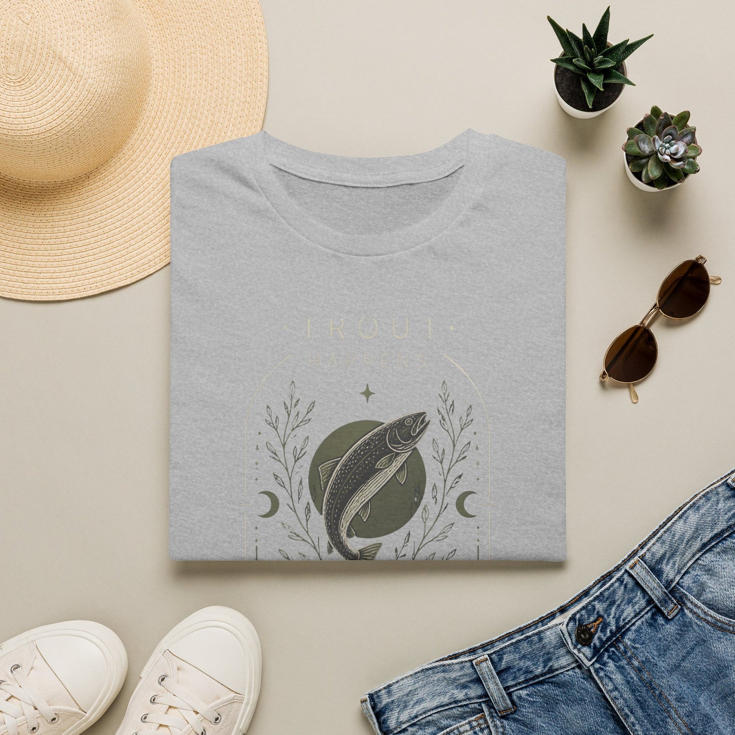 Trout Happens Fishing Lover Fisherman Outdoor Nature T-Shirt