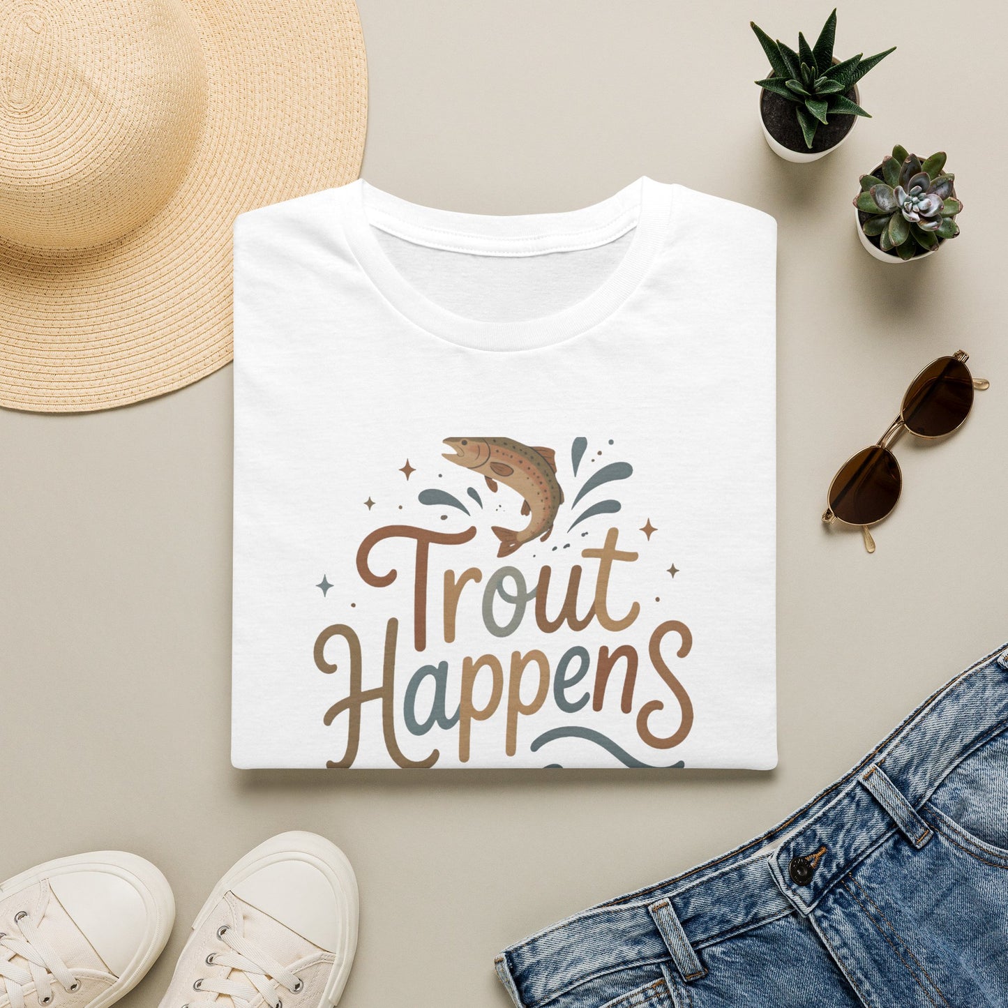 Trout Happens Fishing Lover Fisherman Outdoor Nature T-Shirt