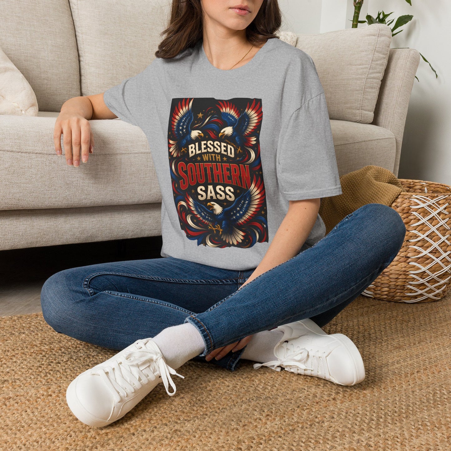 Blessed With Southern Sass Patriotic Eagles T-Shirt