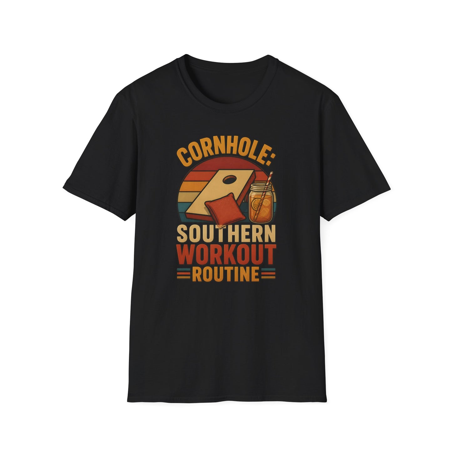 Cornhole Southern Workout Routine Fun T-Shirt - HomeGrown South Graphic Tee (View 3)