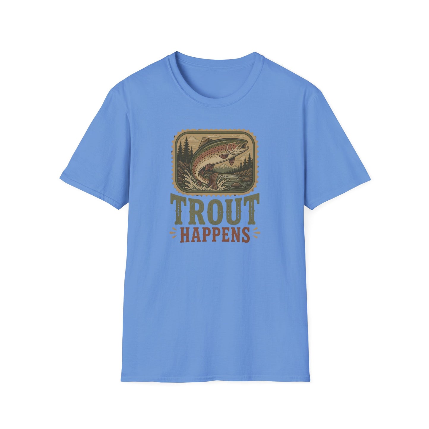 Trout Fishing Outdoors Nature River Mountain Wildlife T-Shirt