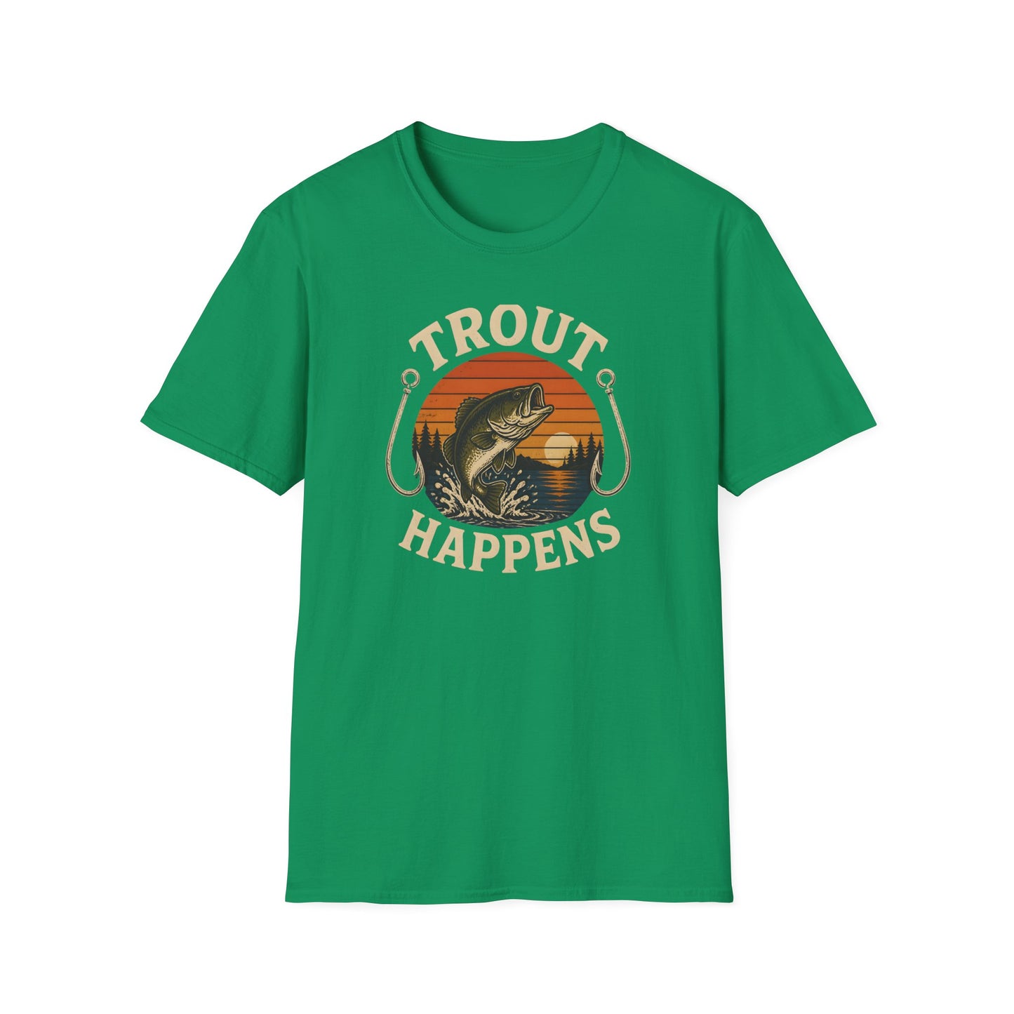 Trout Fishing Outdoors Bass Angler Fisherman Nature Sunset T-Shirt