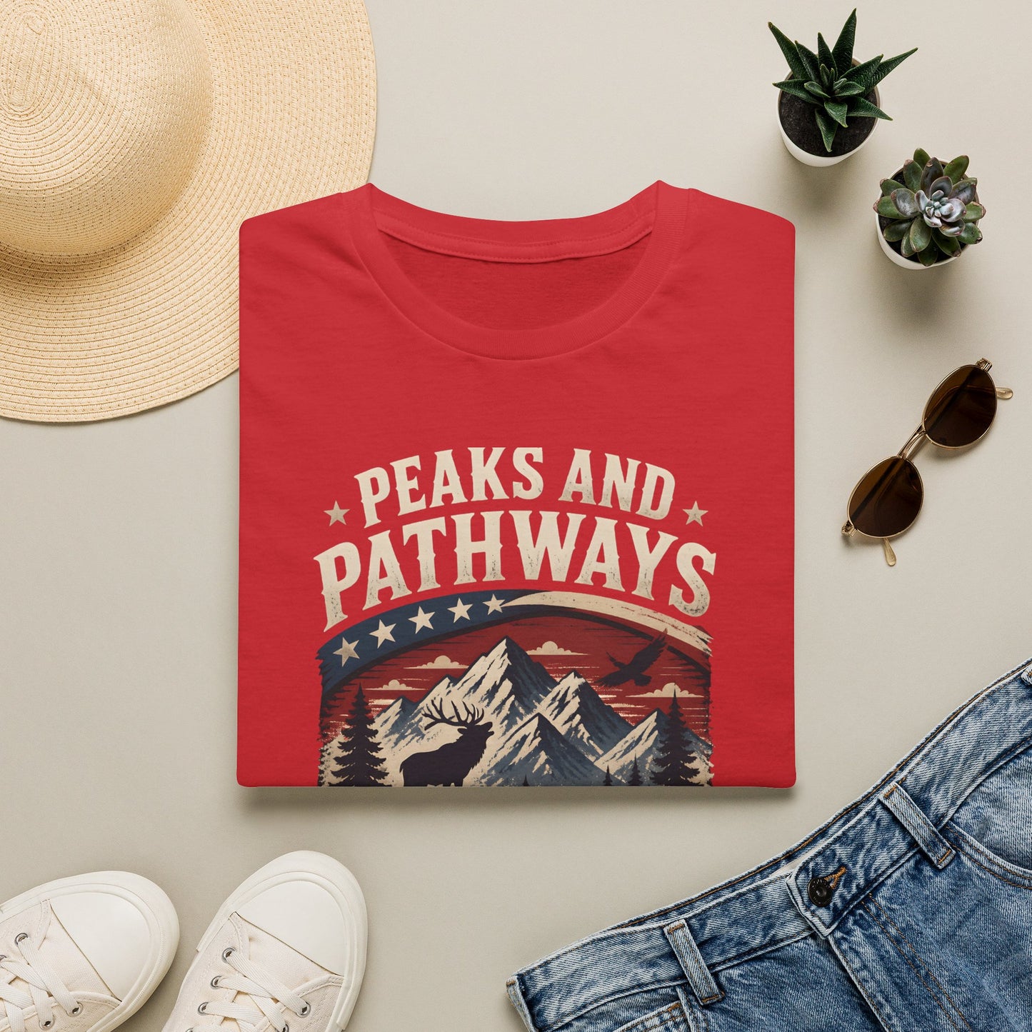 Mountain Wildlife Nature Scenic Peaks Pathways Outdoor T-Shirt