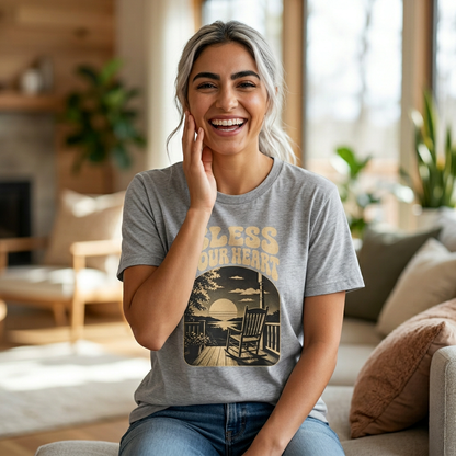 Bless Your Heart Southern Sunset Porch Graphic T-shirt - HomeGrown South Graphic Tee (View 2)