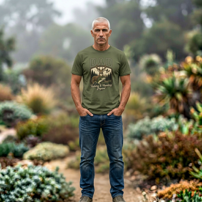 Dad Fishing & Hunting Legend Outdoor  for Fishermen and Hunters T-Shirt - HomeGrown South Graphic Tee (View 2)