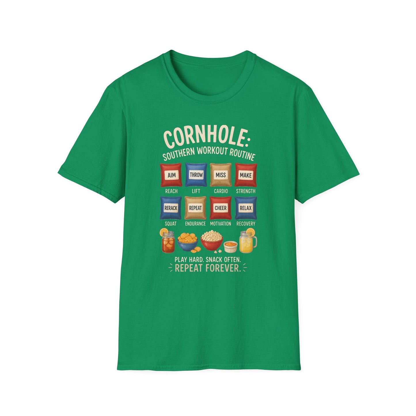 Cornhole Southern Workout Routine Play Hard Snack Often T-Shirt