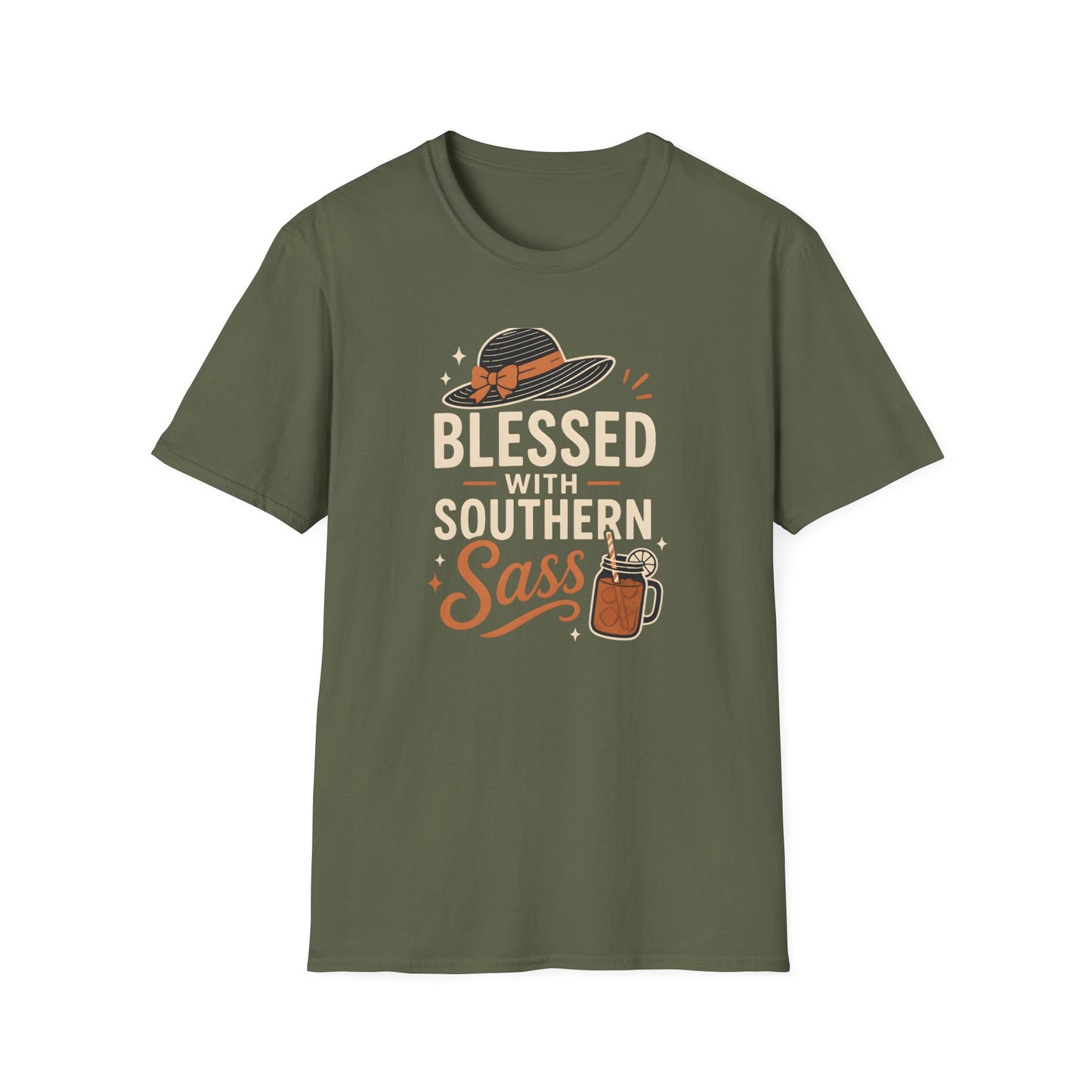 Blessed With Southern Sass Hat And Sweet Tea T-Shirt