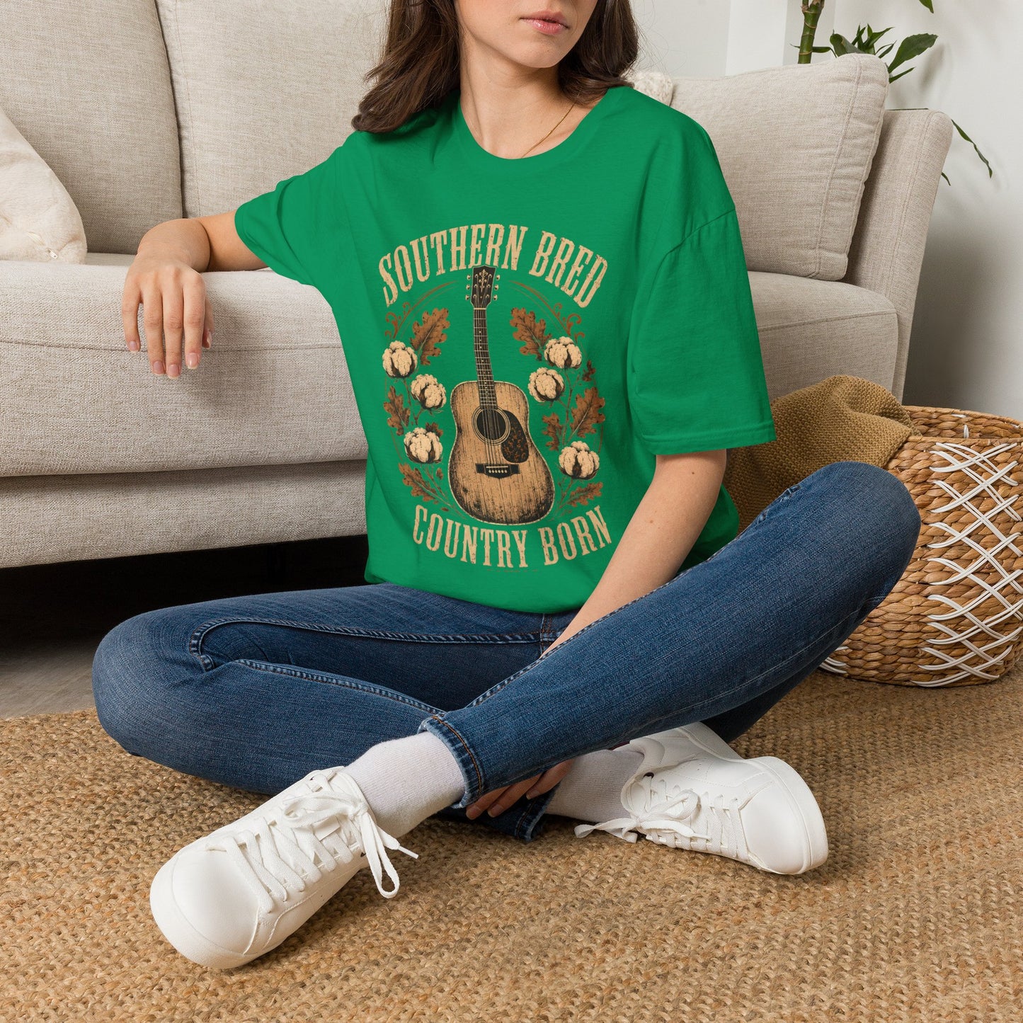 Southern Bred Country Born Vintage Guitar T-Shirt