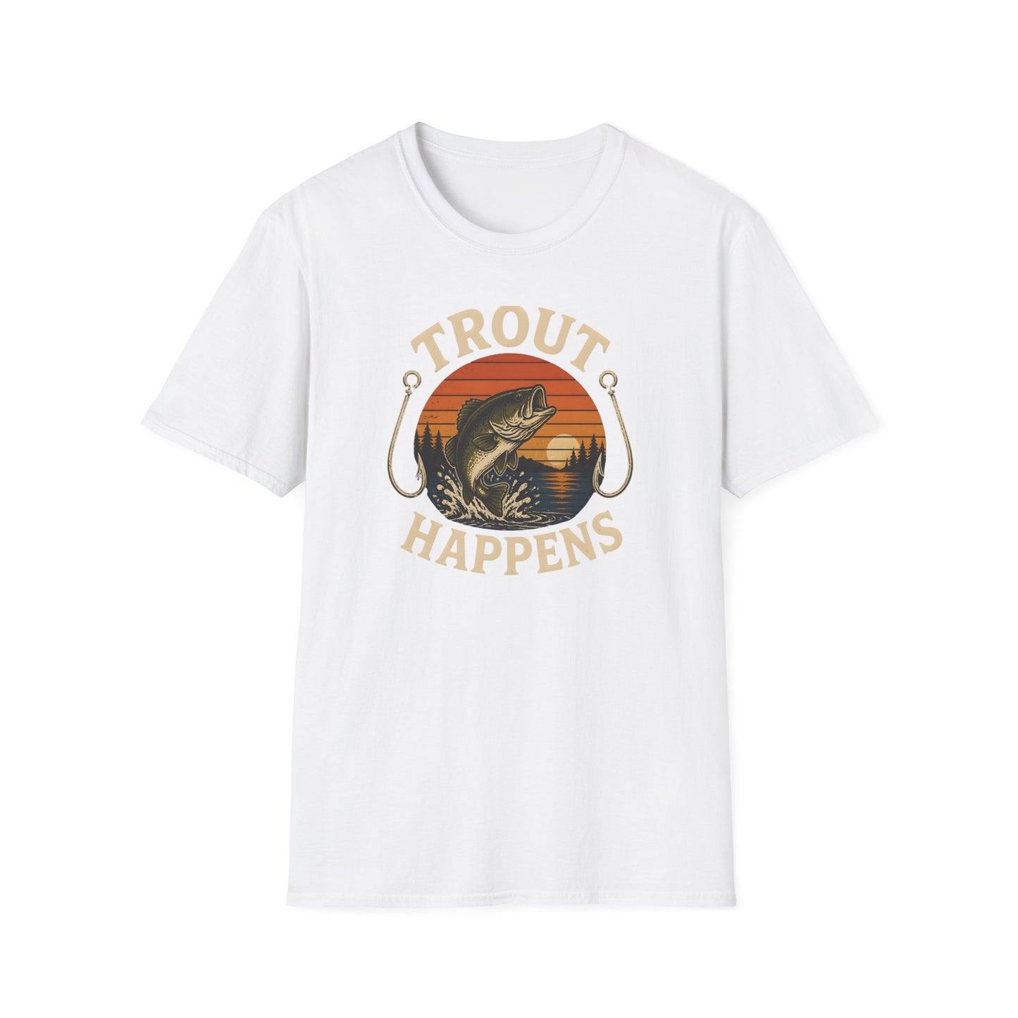 Trout Fishing Outdoors Bass Angler Fisherman Nature Sunset T-Shirt