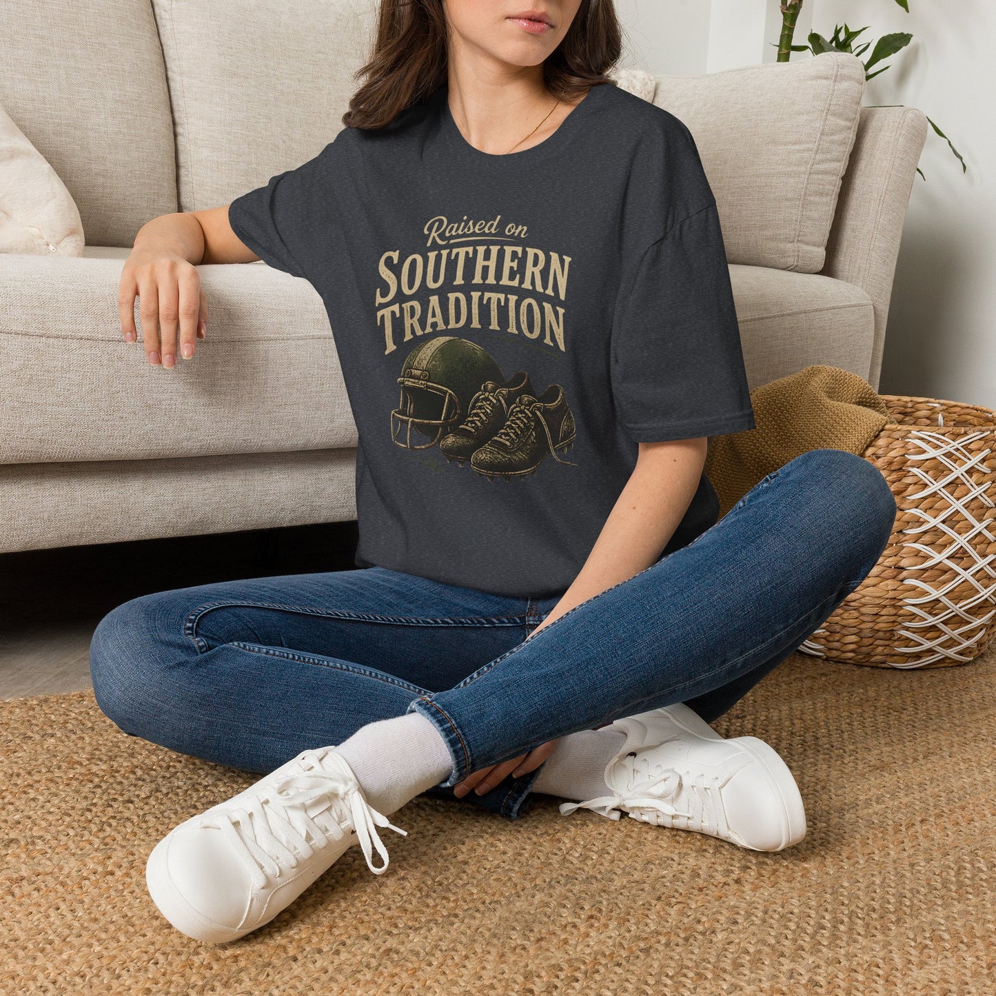 Raised On Southern Tradition Football Helmet Cleats T-Shirt