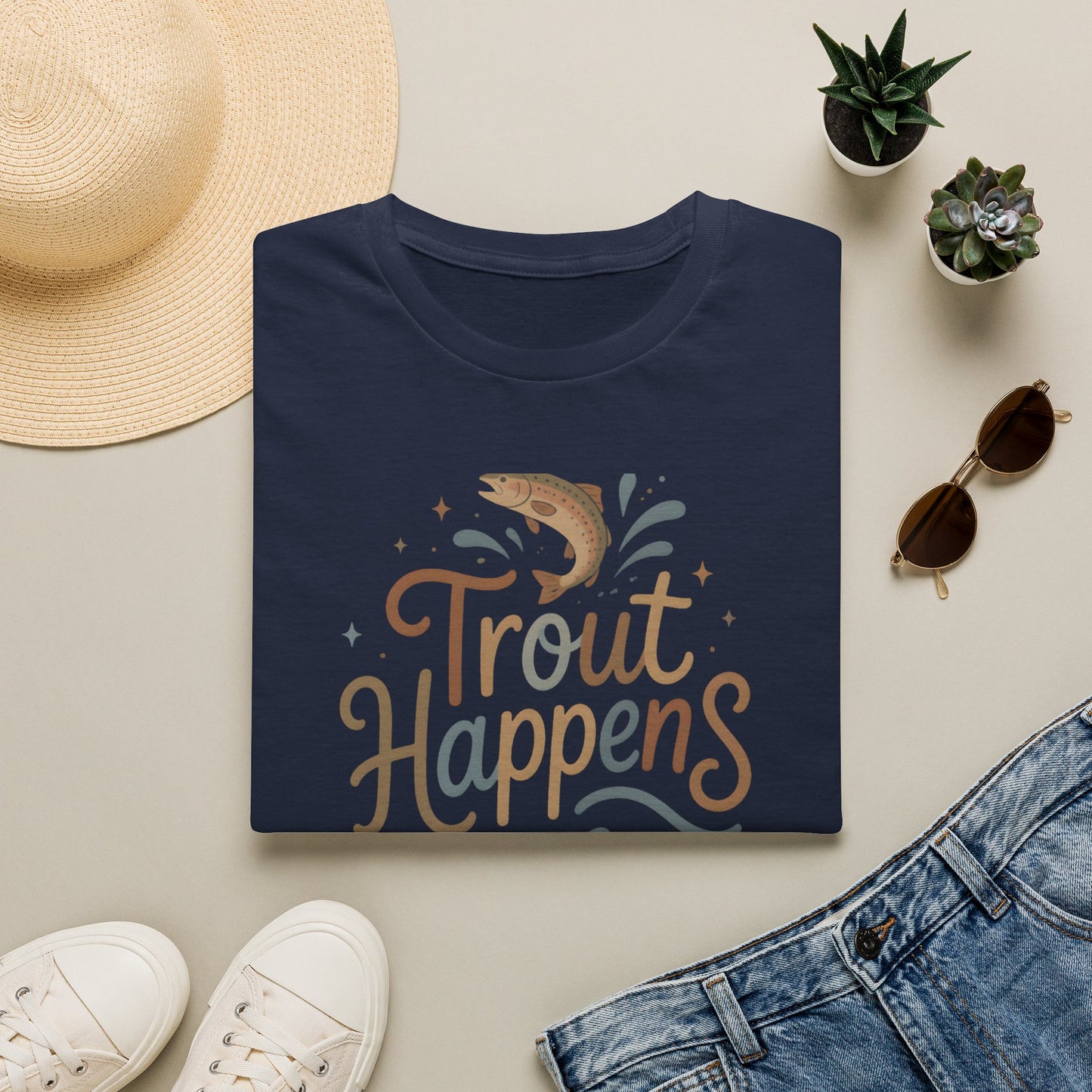 Trout Happens Fishing Lover Fisherman Outdoor Nature T-Shirt