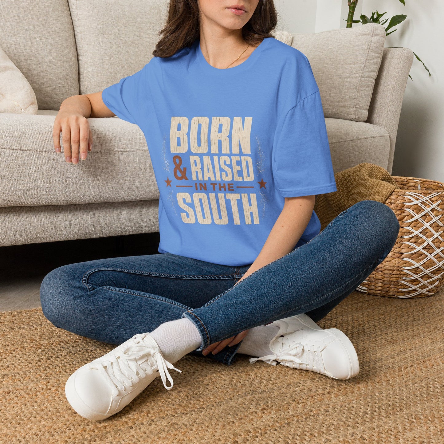 Born Raised In The South Rustic Country T-Shirt