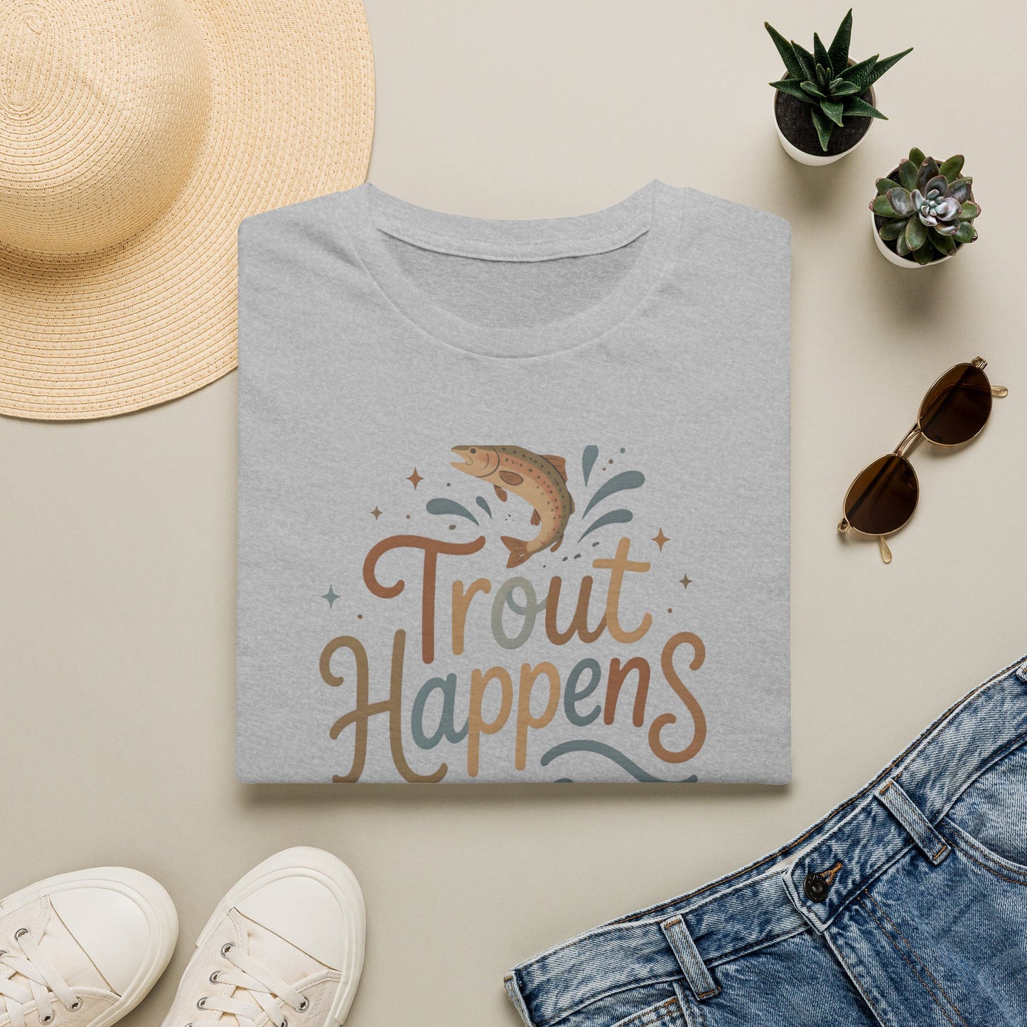 Trout Happens Fishing Lover Fisherman Outdoor Nature T-Shirt