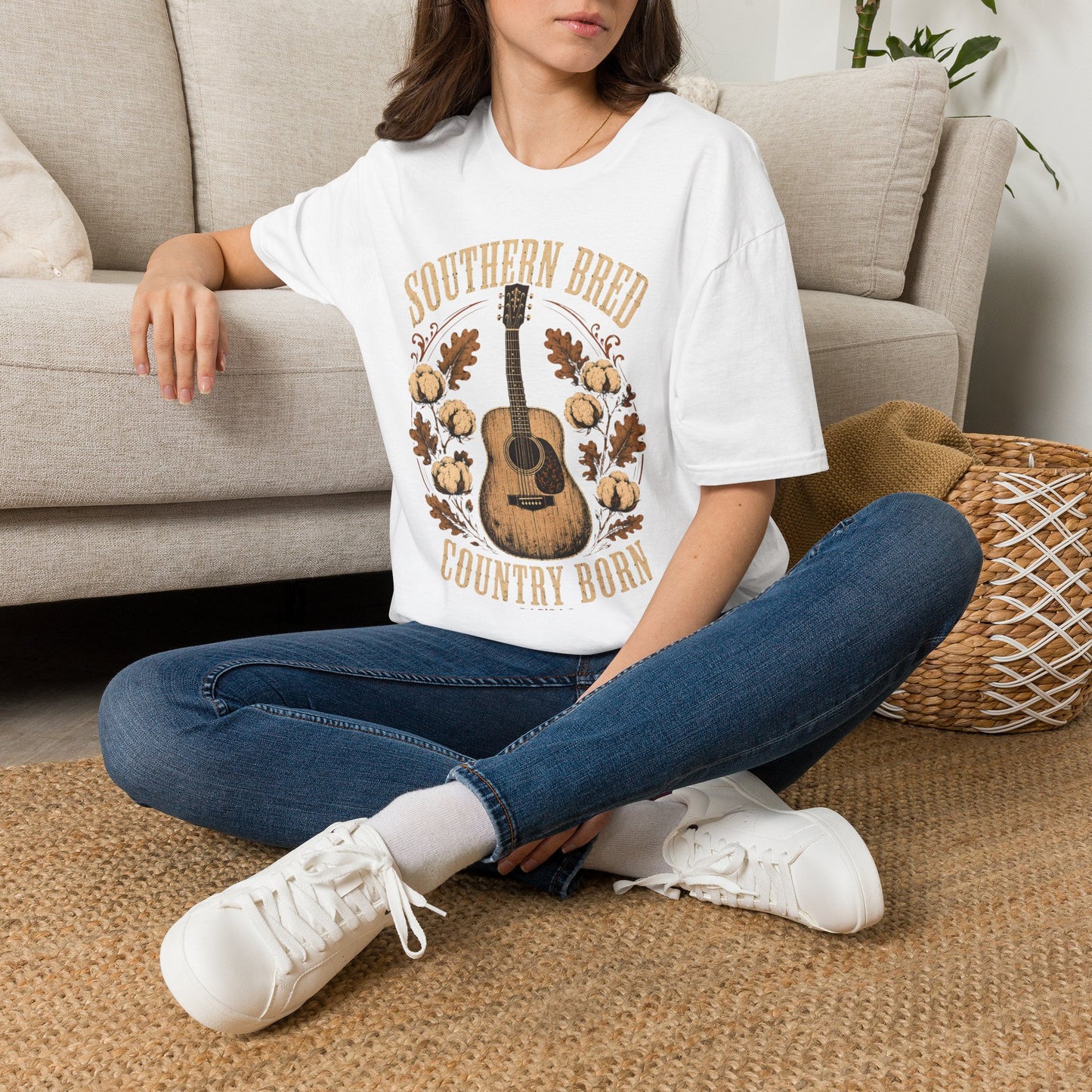 Southern Bred Country Born Vintage Guitar T-Shirt