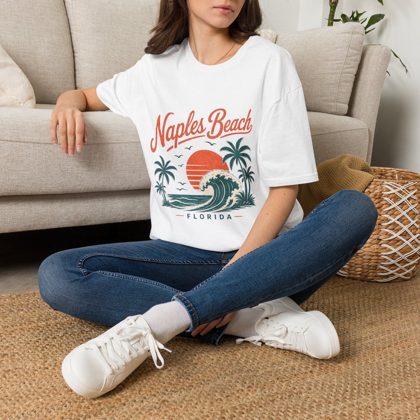 Naples Beach Florida Vintage Sunset Wave T-Shirt