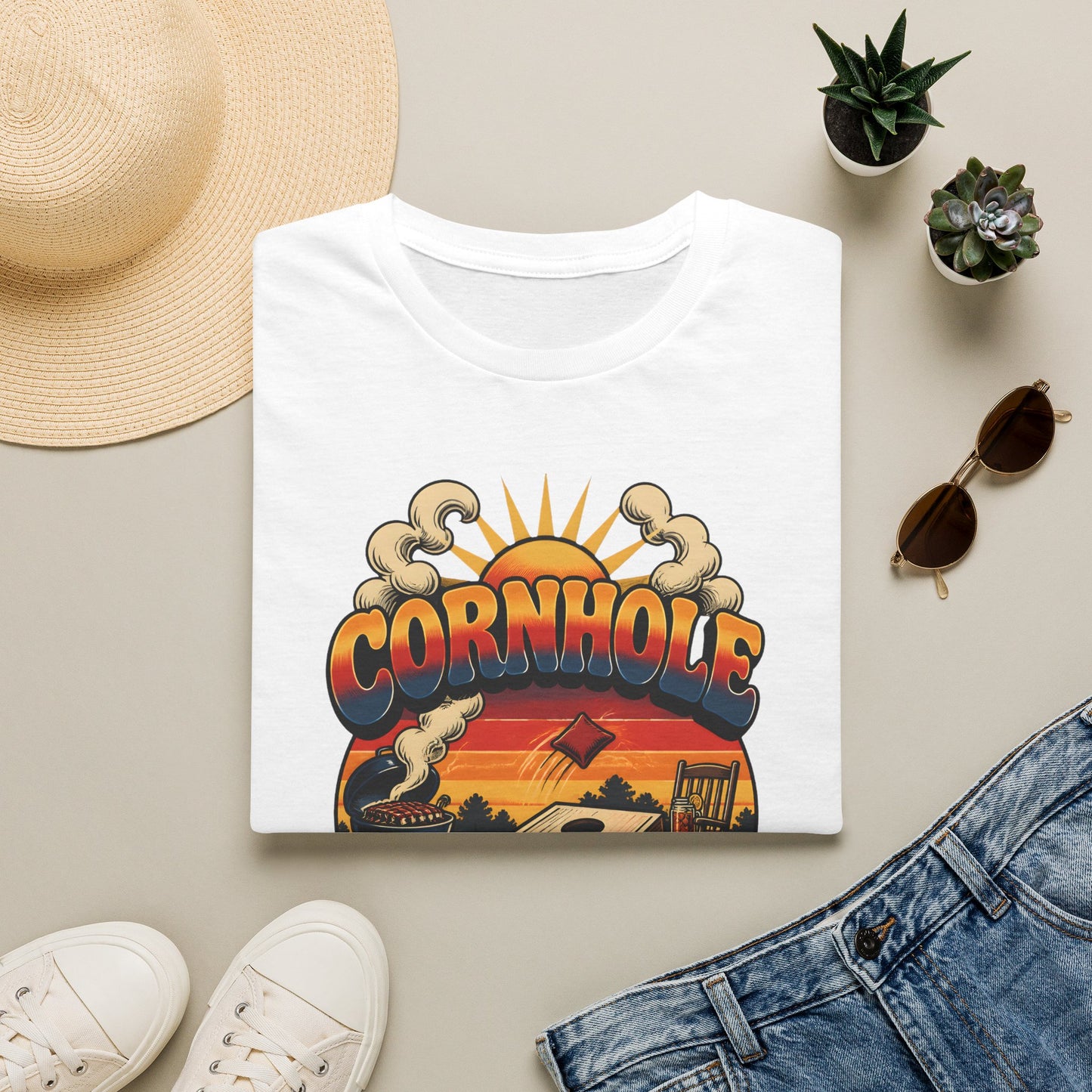 Cornhole Southern Workout Routine Fun Game T-Shirt - HomeGrown South Graphic Tee (View 4)