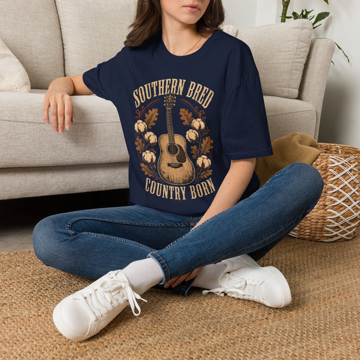 Southern Bred Country Born Vintage Guitar T-Shirt