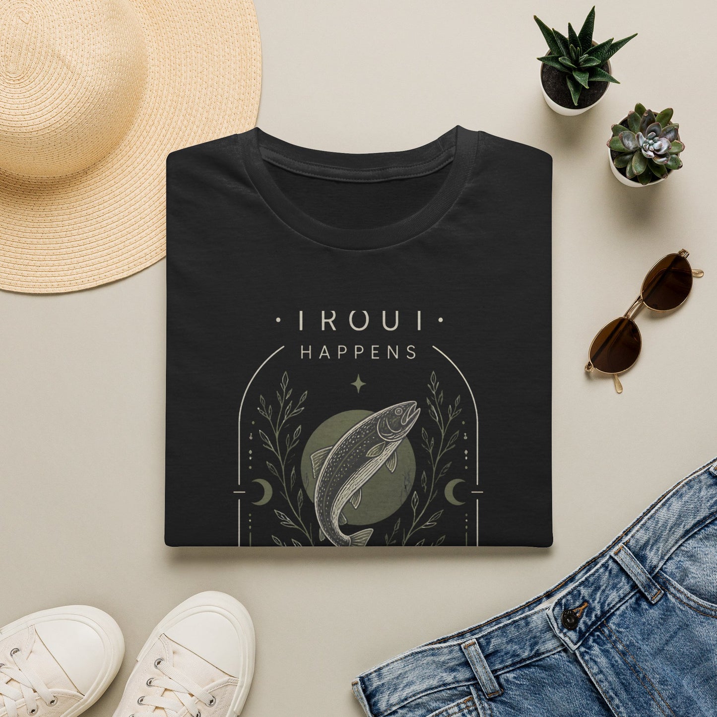 Trout Happens Fishing Lover Fisherman Outdoor Nature T-Shirt