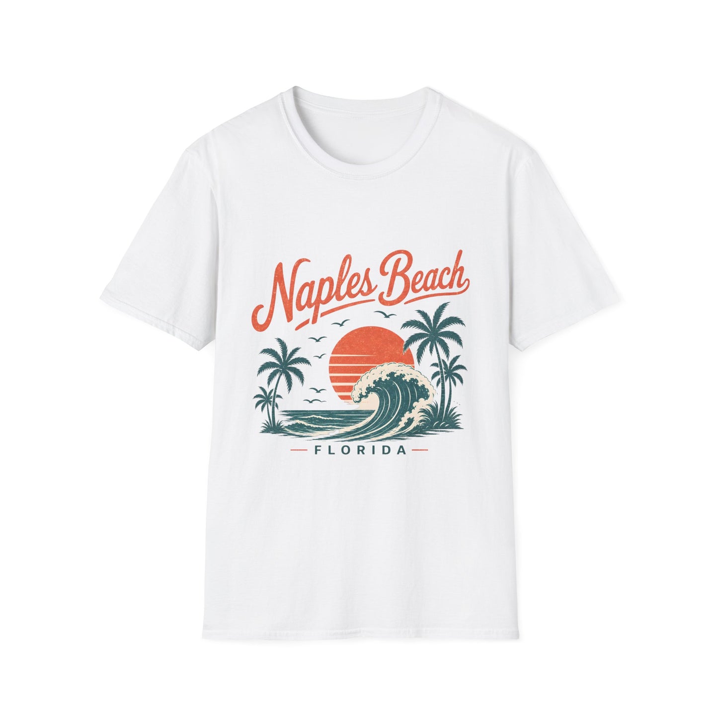 Naples Beach Florida Vintage Sunset Wave T-Shirt