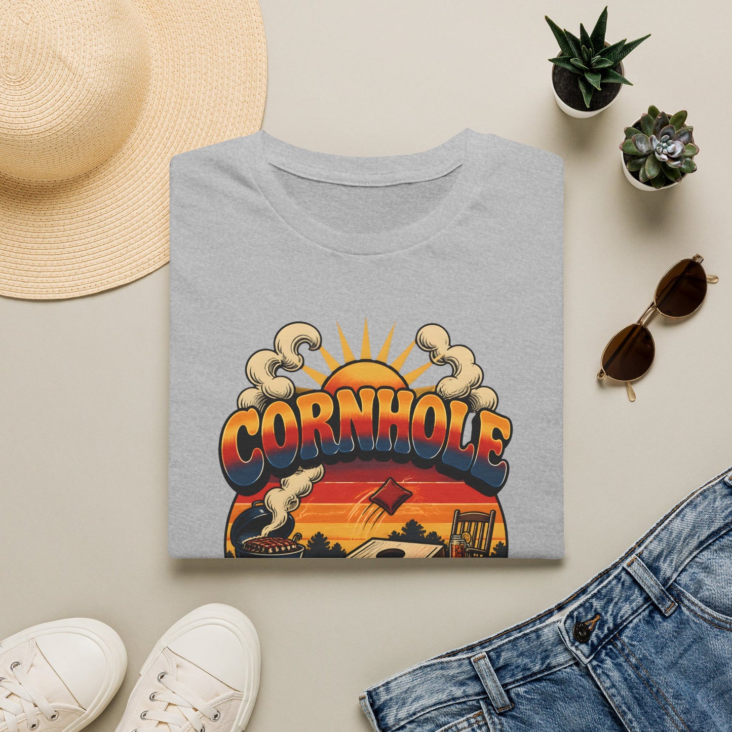 Cornhole Southern Workout Routine Fun Game T-Shirt - HomeGrown South Graphic Tee (View 6)