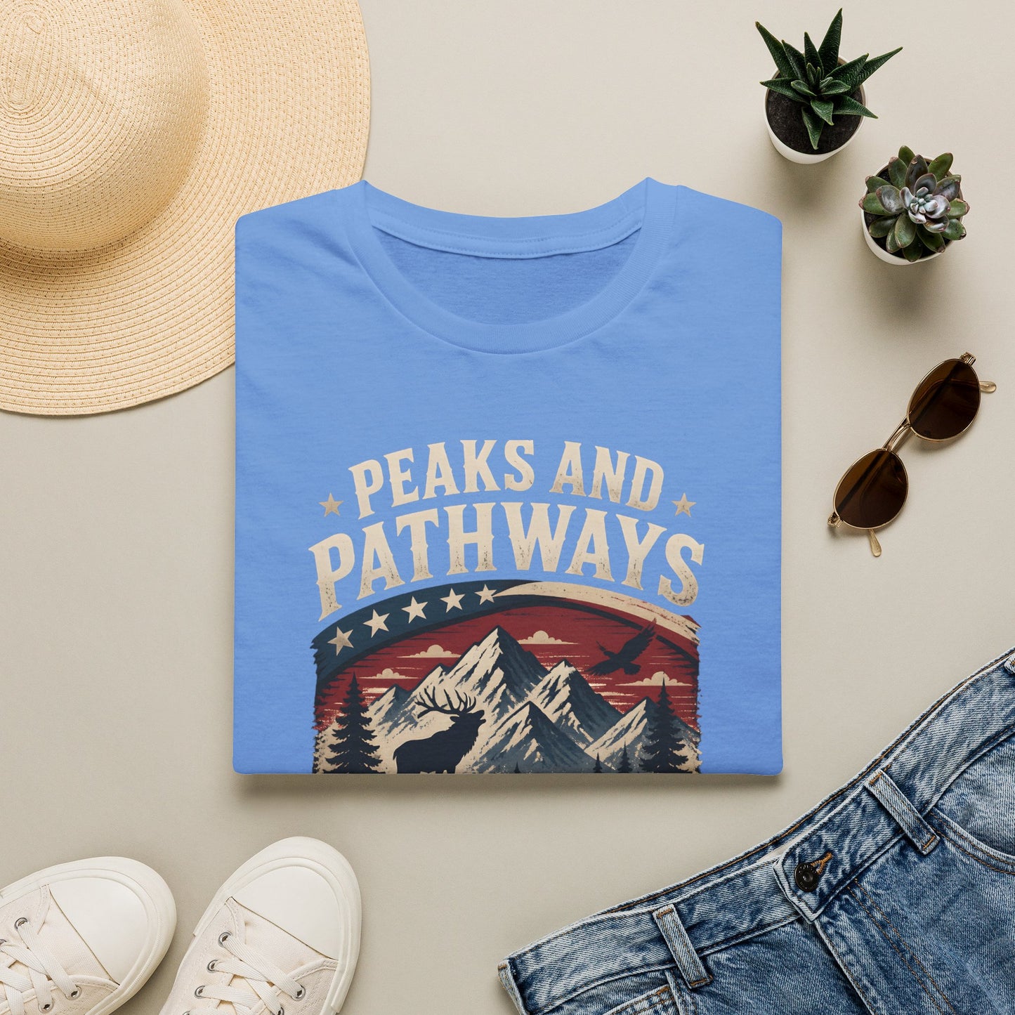 Mountain Wildlife Nature Scenic Peaks Pathways Outdoor T-Shirt