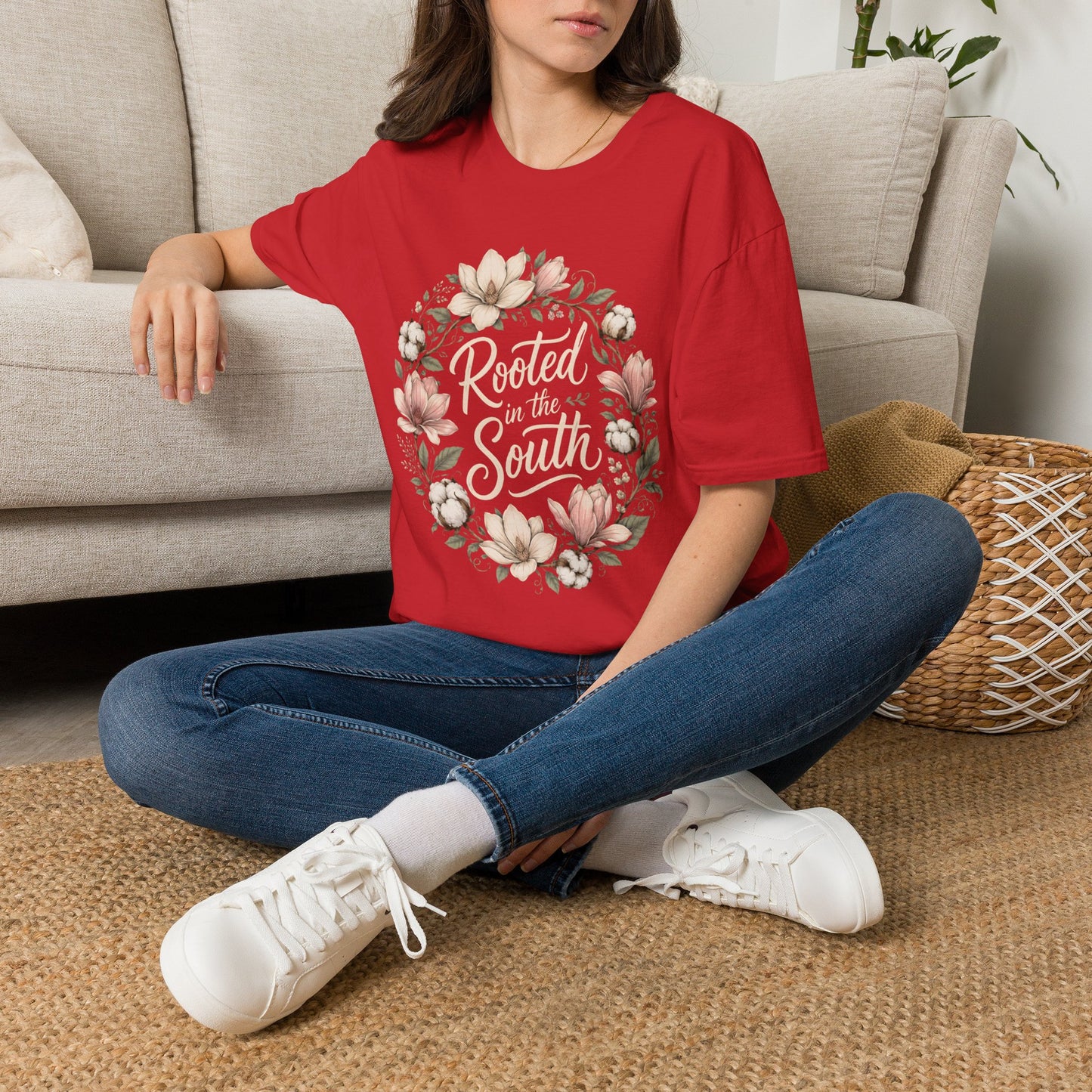 Rooted In The South Floral Wreath T-Shirt