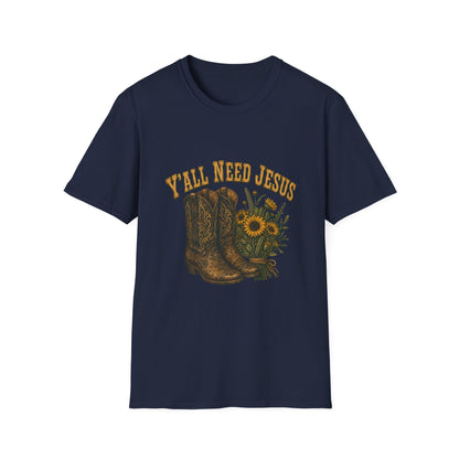 I'll Need Jesus Cowboy Western Faith T-Shirt - HomeGrown South Graphic Tee (View 2)