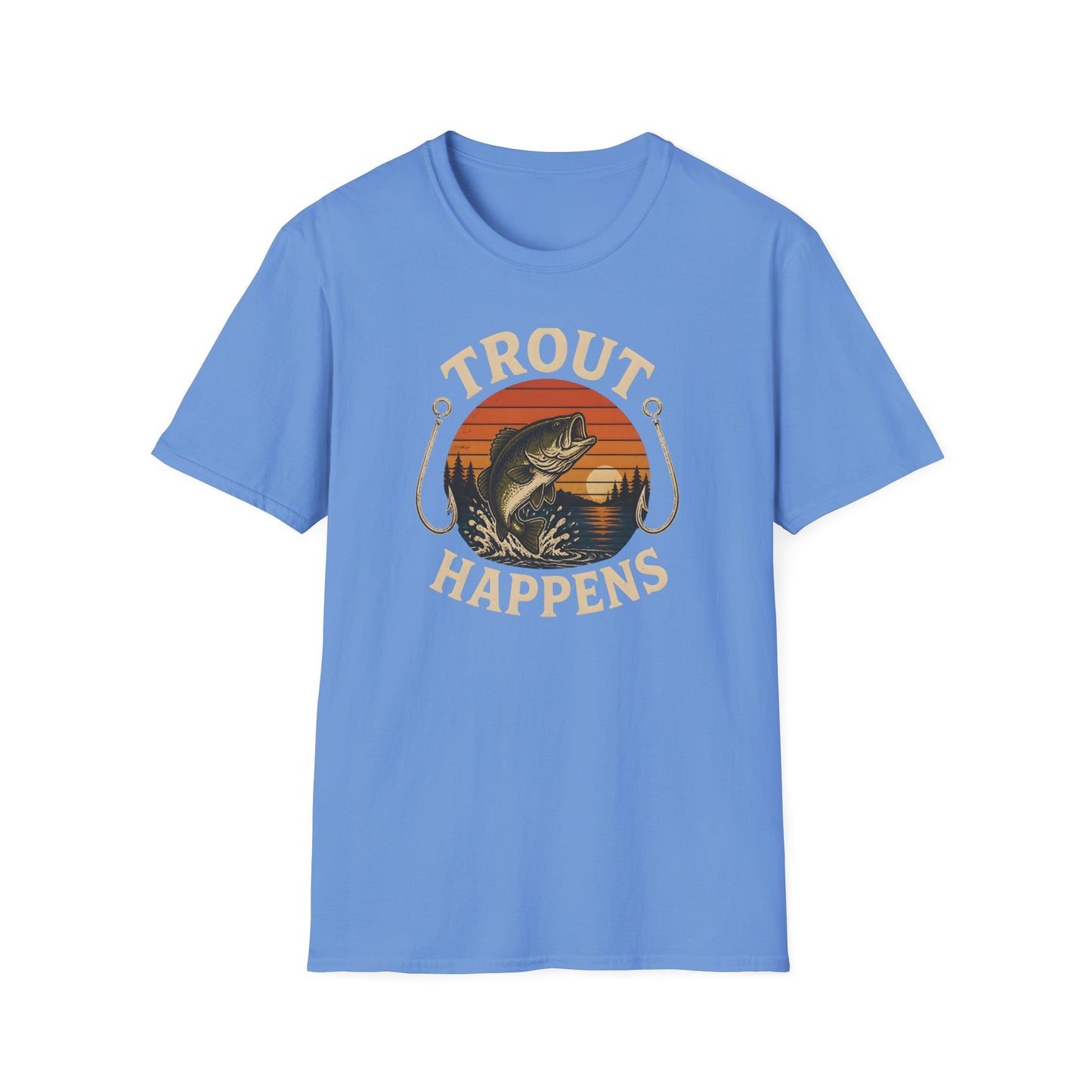 Trout Fishing Outdoors Bass Angler Fisherman Nature Sunset T-Shirt