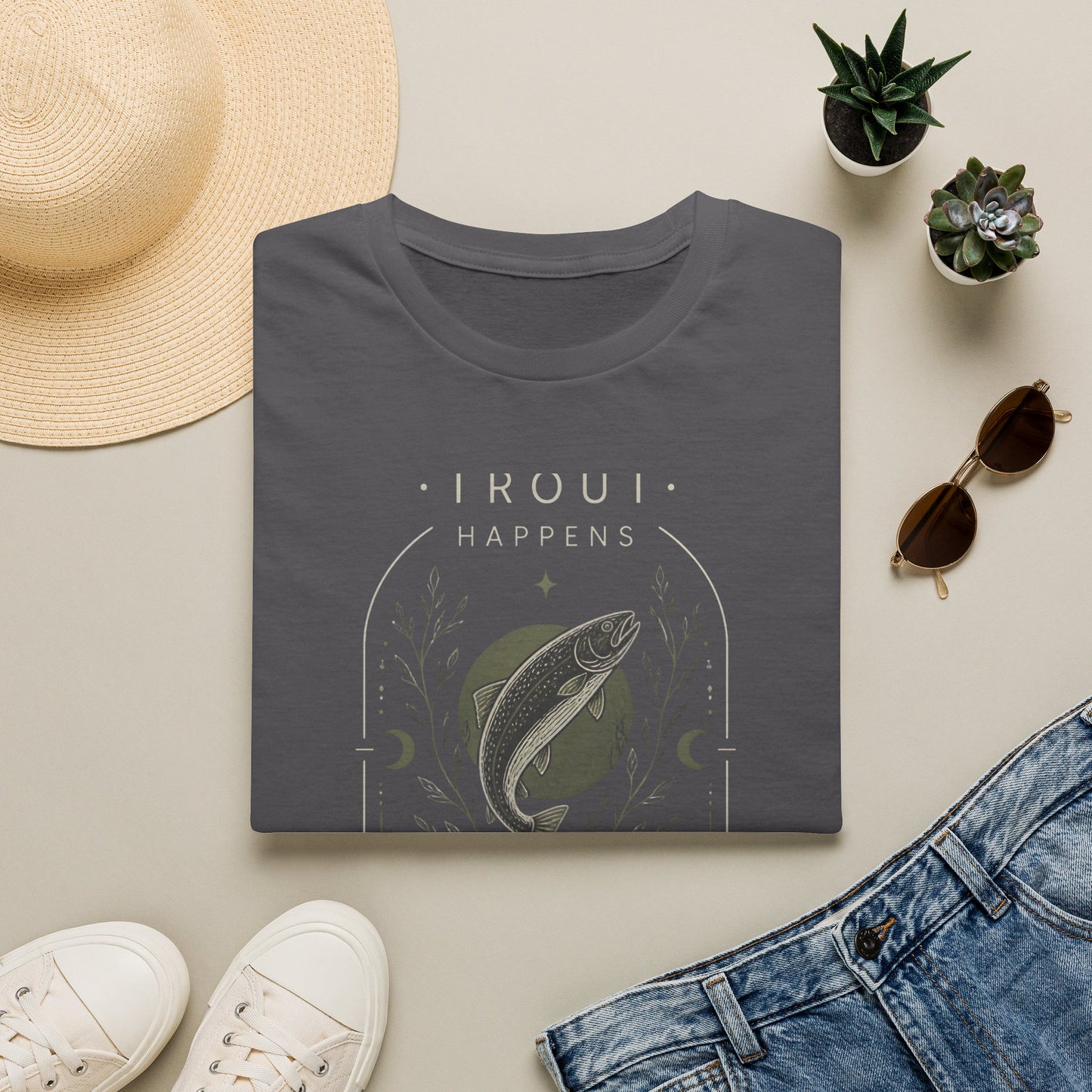 Trout Happens Fishing Lover Fisherman Outdoor Nature T-Shirt