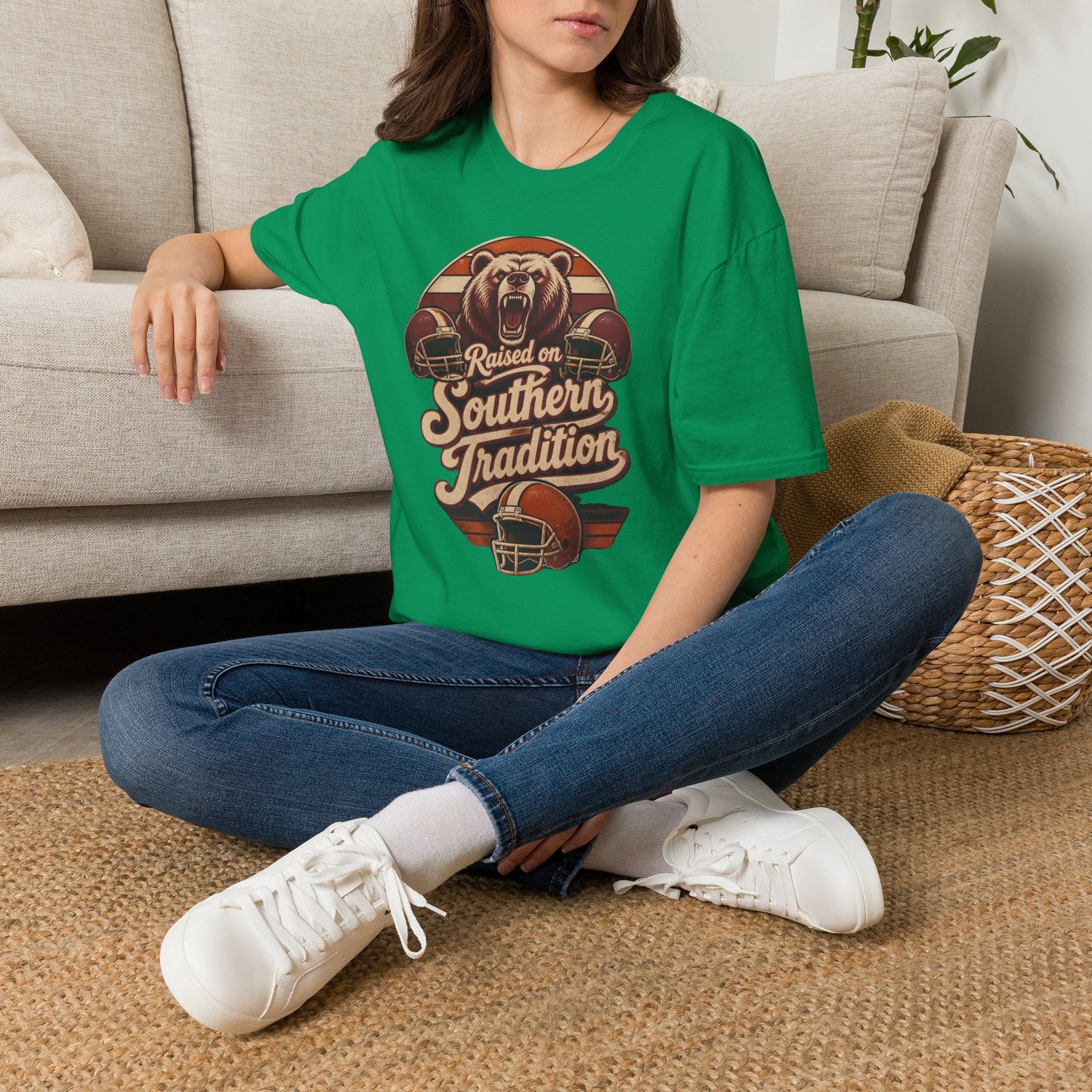 Raised On Southern Tradition Football Bear T-Shirt