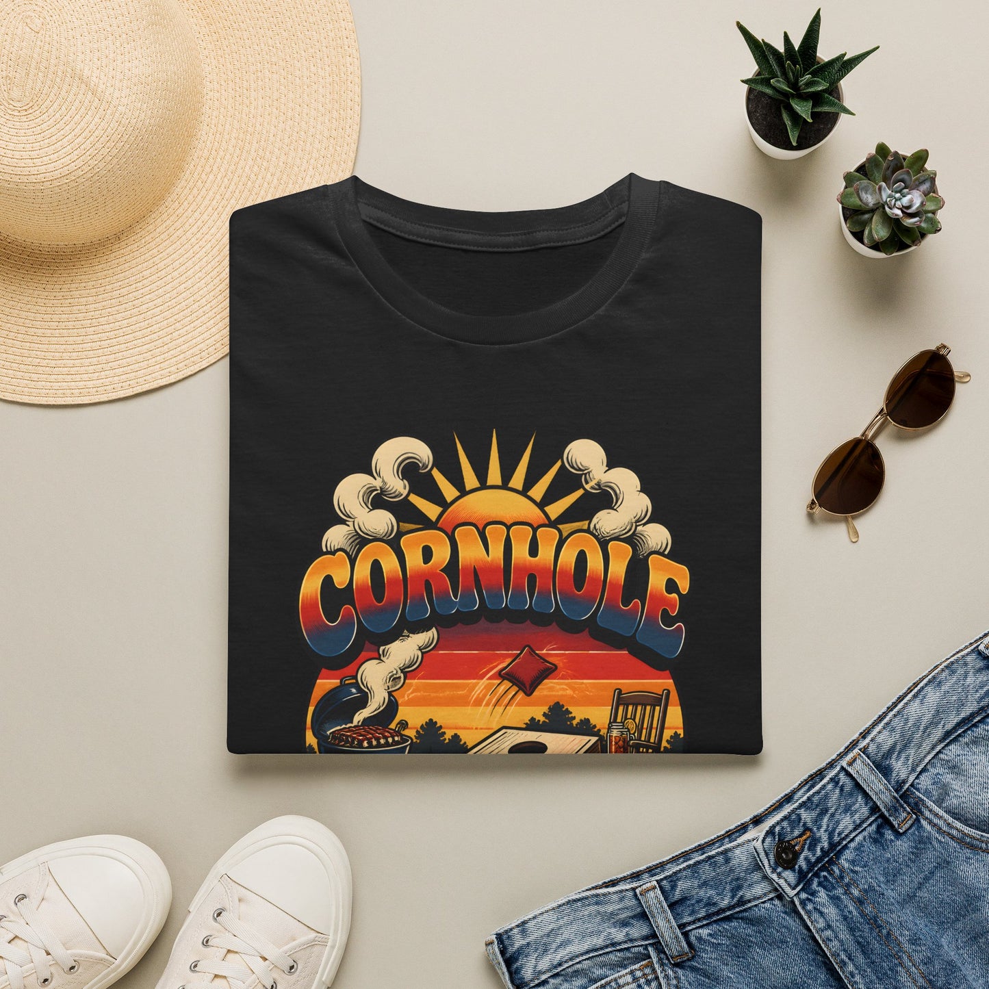 Cornhole Southern Workout Routine Fun Game T-Shirt - HomeGrown South Graphic Tee (View 5)