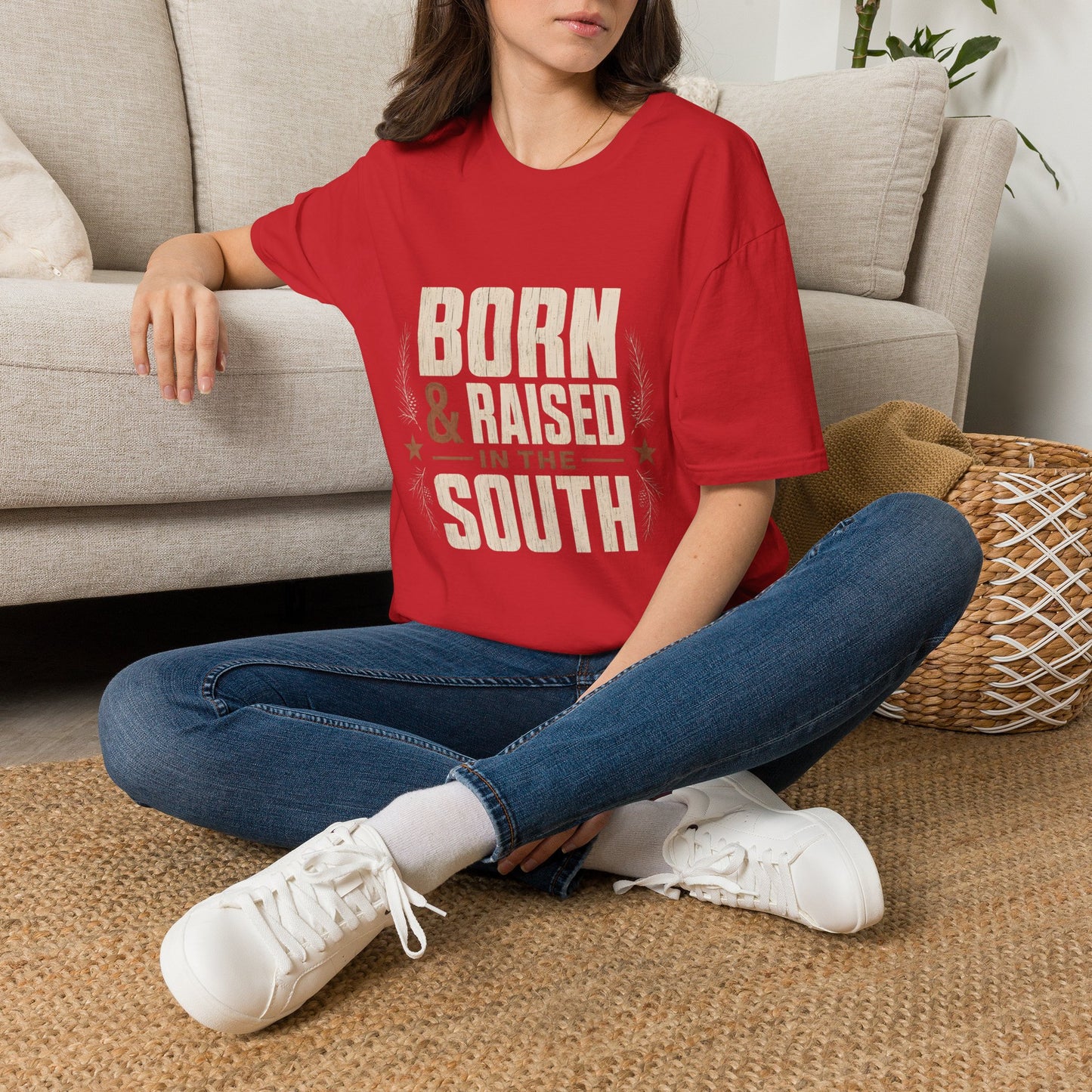Born Raised In The South Rustic Country T-Shirt