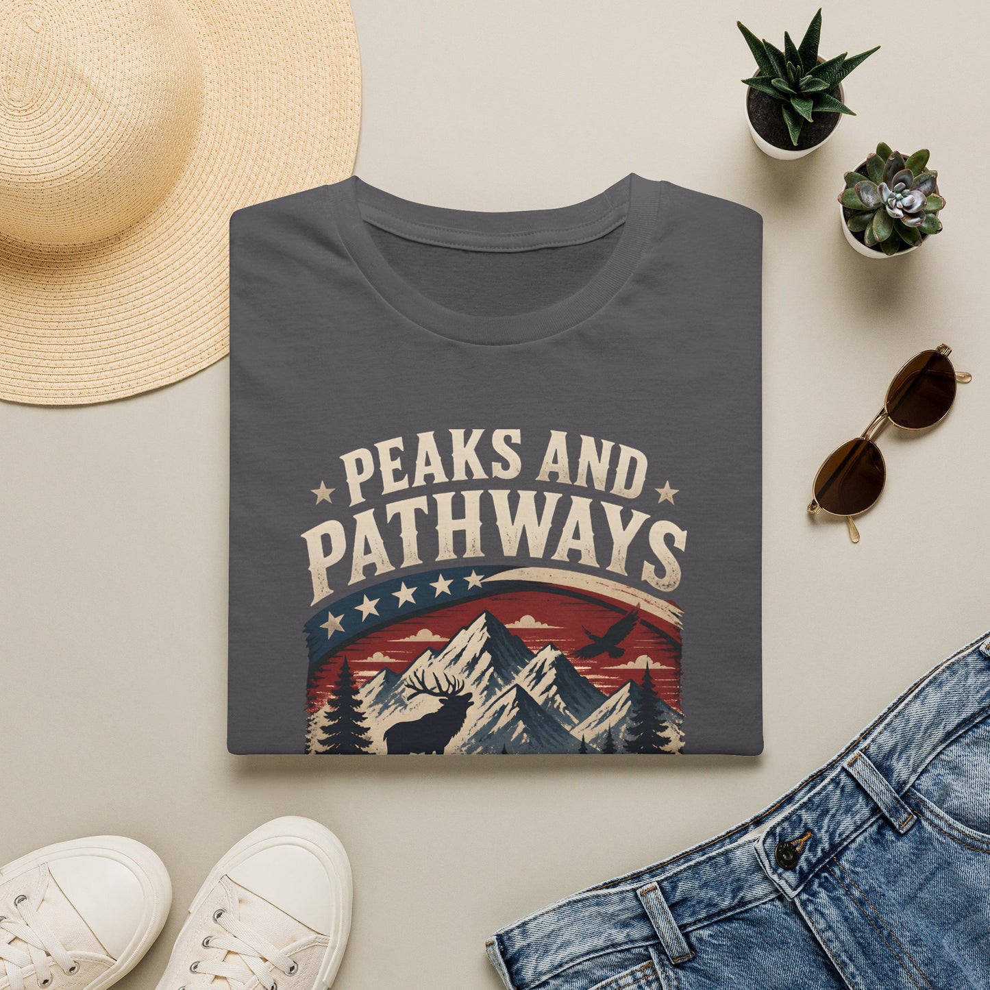 Mountain Wildlife Nature Scenic Peaks Pathways Outdoor T-Shirt