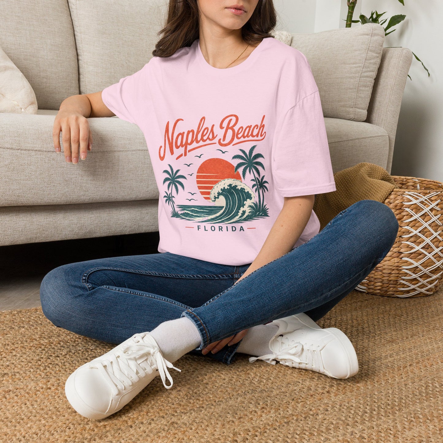 Naples Beach Florida Vintage Sunset Wave T-Shirt