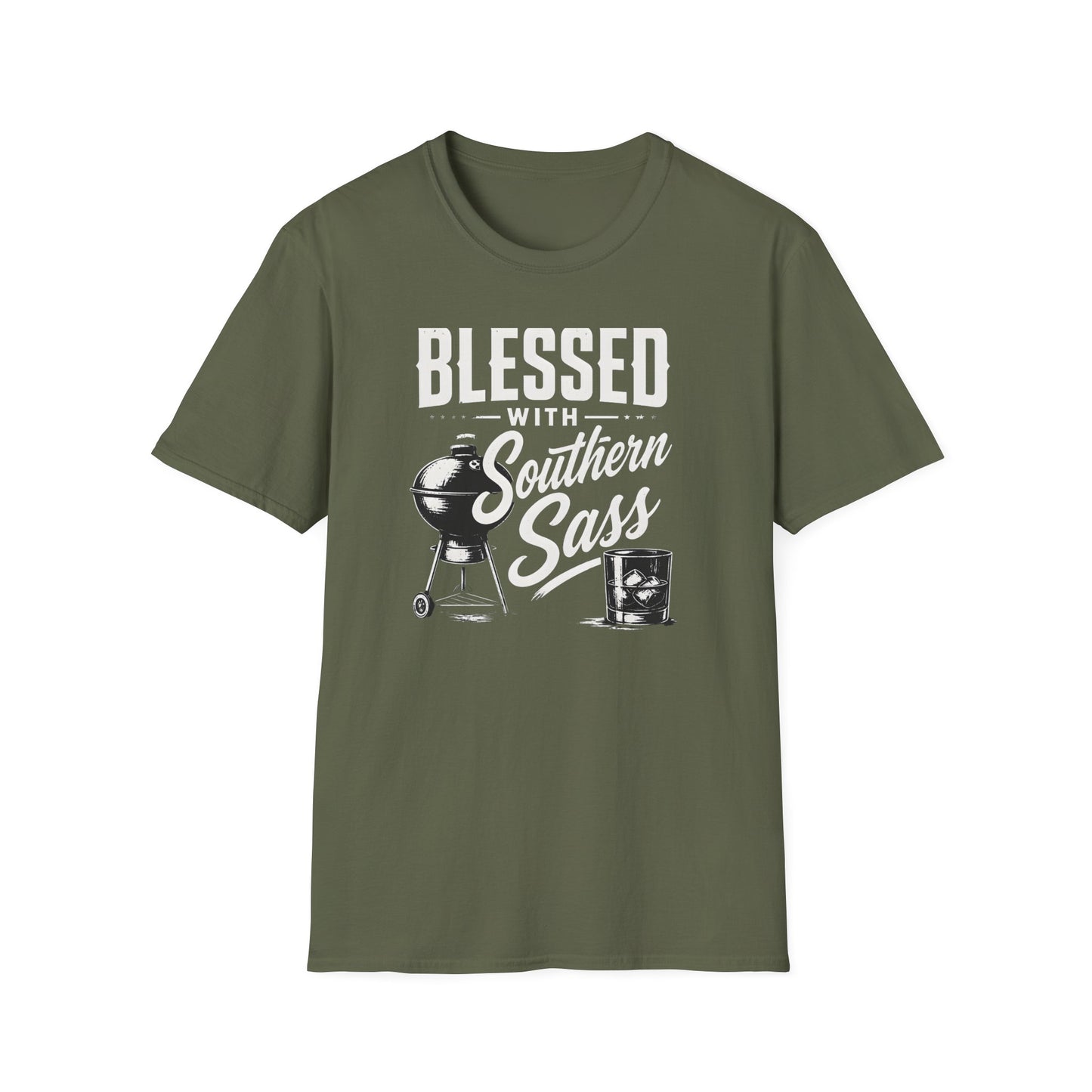 Blessed With Southern Sass BBQ Grill Whiskey T-Shirt