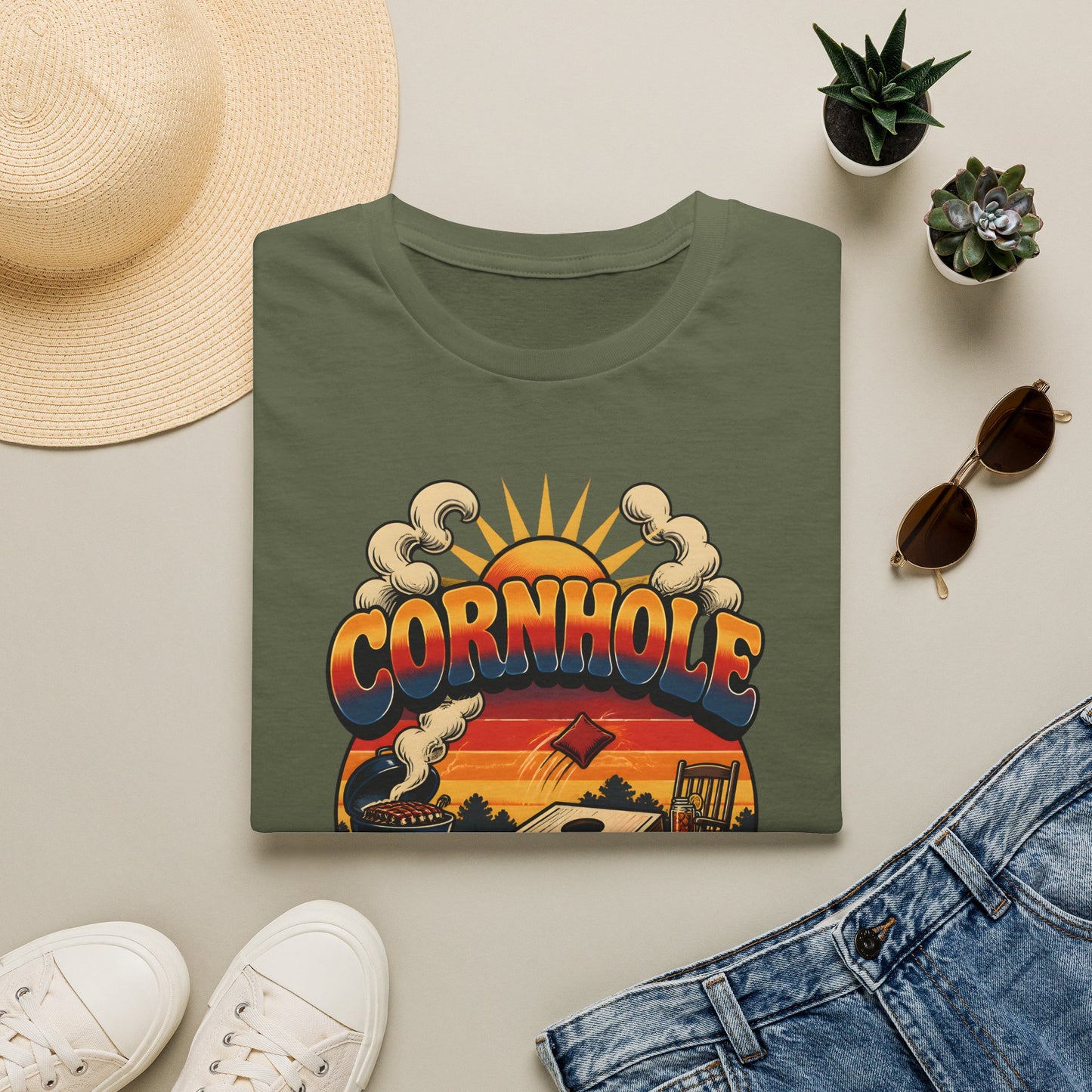 Cornhole Southern Workout Routine Fun Game T-Shirt - HomeGrown South Graphic Tee (View 7)
