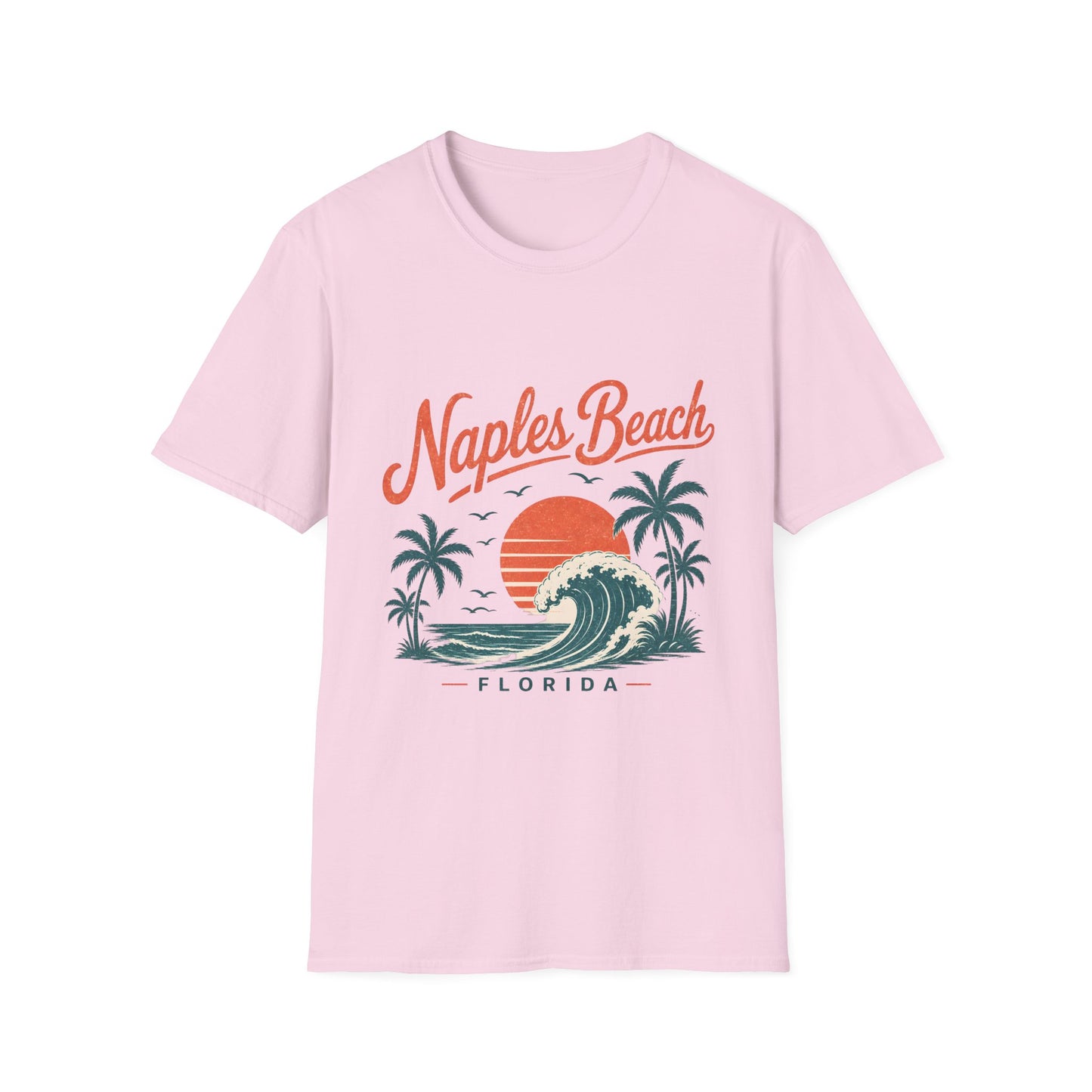 Naples Beach Florida Vintage Sunset Wave T-Shirt