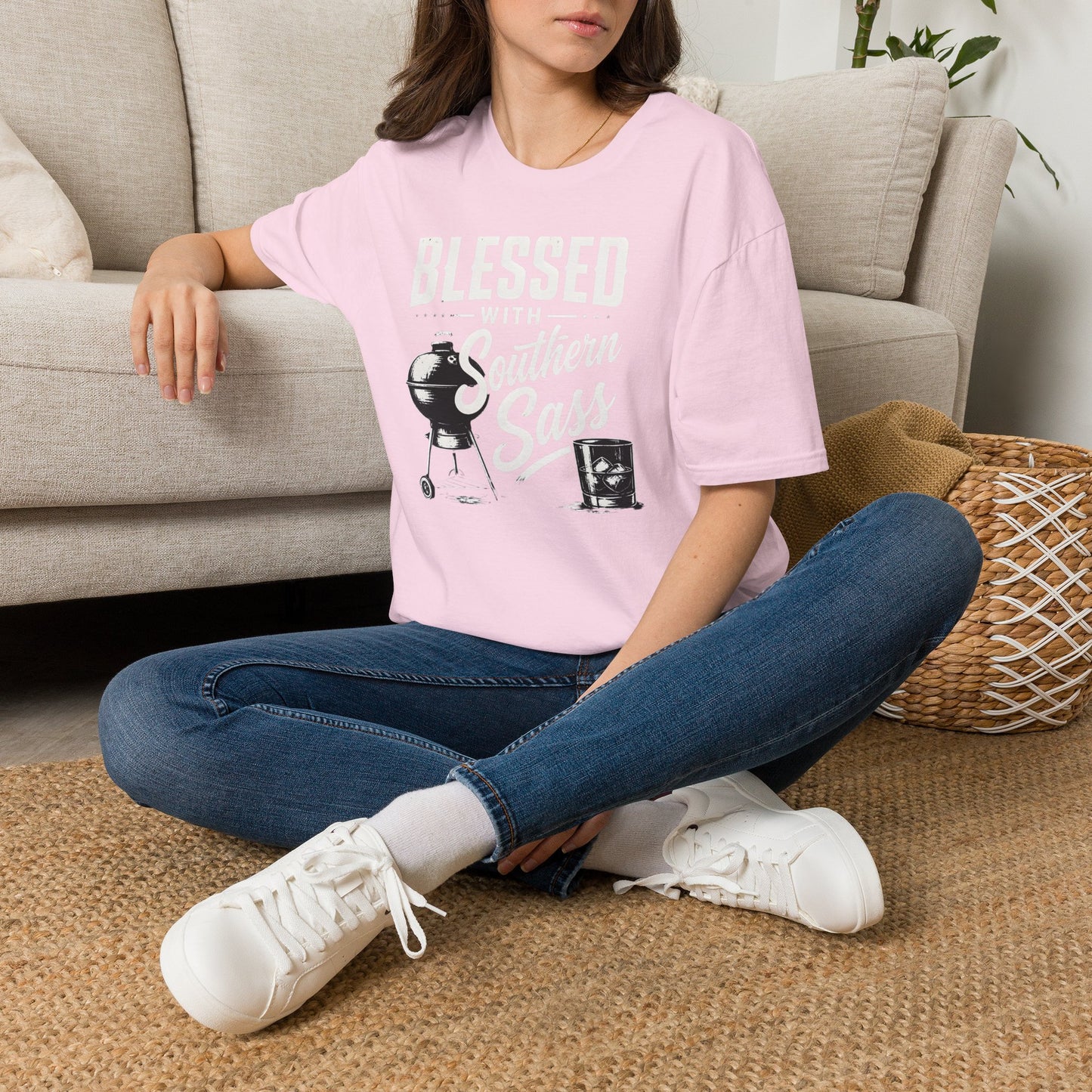 Blessed With Southern Sass BBQ Grill Whiskey T-Shirt
