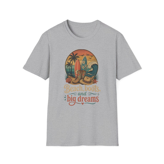 HomeGrown South Beach Boots Surfing Big Dreams Summer Vacation Ocean T-Shirt - Premium Graphic Tee View 2